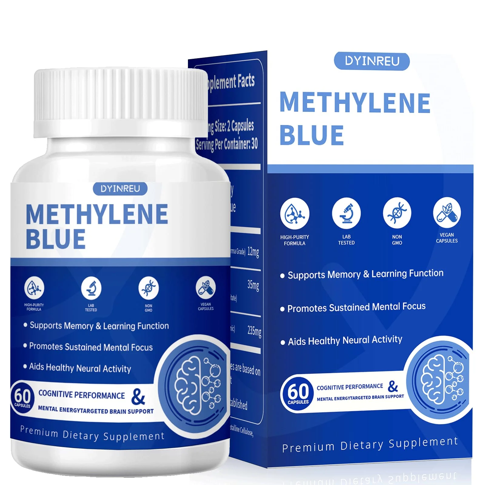 Methylene Blue Capsules (USP Grade) 60Count | Cognitive Support Formula | Supports Cognitive Function