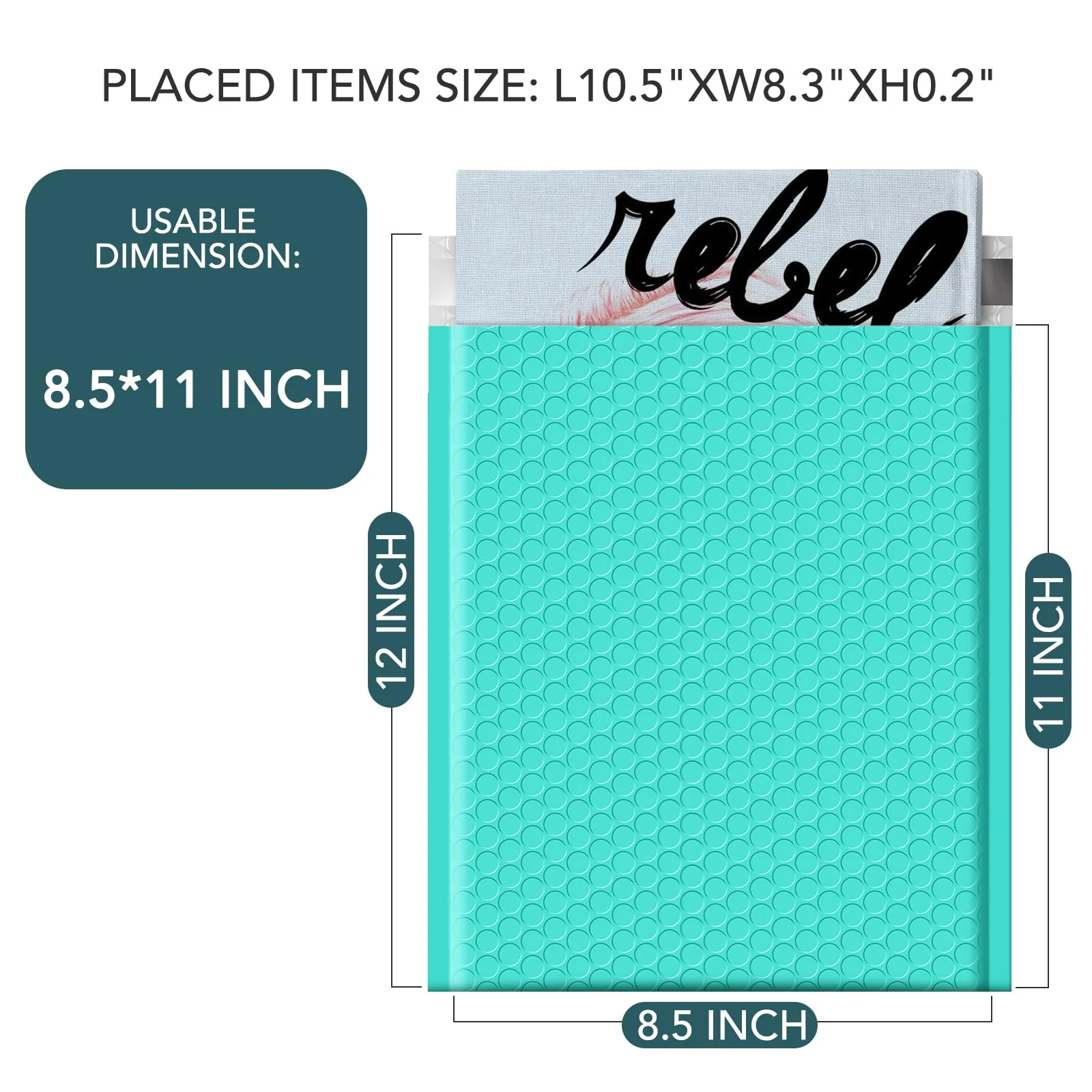 METRONIC Bubble Mailers 8.5 x 11 Inch 40 Pack Teal Waterproof Bubble Mailer Padded Envelopes Cushioning Poly for Christmas Gift, Clothes, Makeup, Books, Small Business Supplies - Image 8