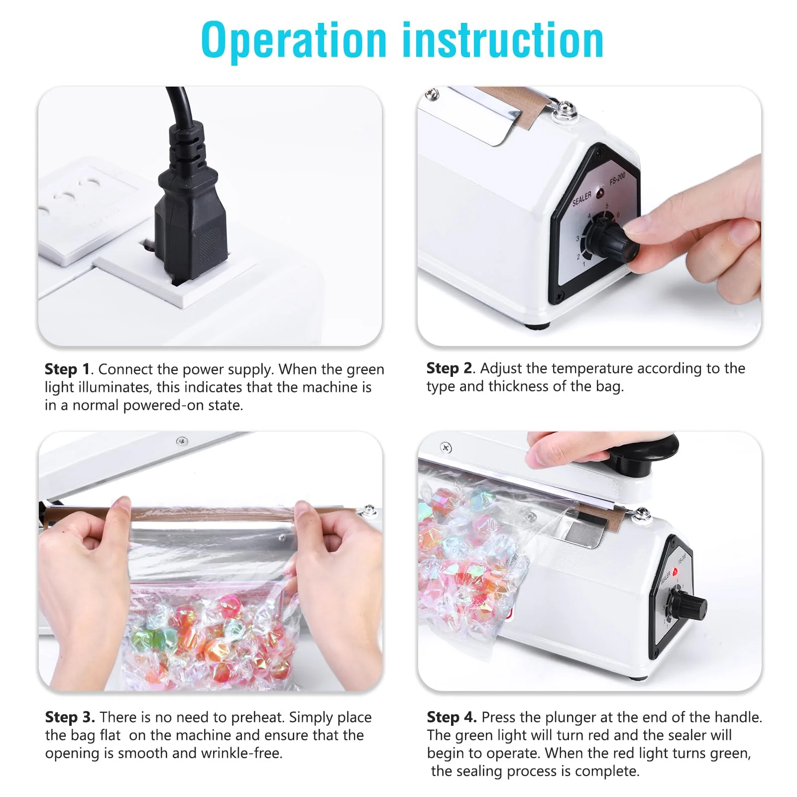 METRONIC Impulse Sealer 12 Inch, Heat Sealer Machine with Repair Kit, Manual Bag Sealer, Heavy Duty Impulse Heat Sealer for Plastic Bags, Shrink Wrap Bags (White) - Image 5