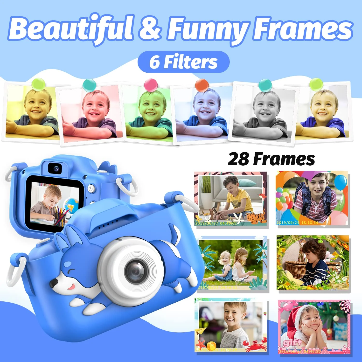 Mgaolo Kids Camera Toys for 3-12 Years Old Boys Girls Children,Portable Child Digital Video Camera with Silicone Cover, Christmas Birthday Gifts for Toddler Age 3 4 5 6 7 8 9 (Dog Blue) - Image 4