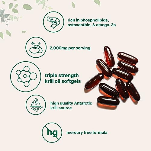 Micro Ingredients Antarctic Krill Oil Supplement, 2,000mg Per Serving, 240 Softgels, Triple Strength, Rich in Omega-3s EPA, DHA & Natural Astaxanthin, Supports Immune System & Brain Health - Image 5