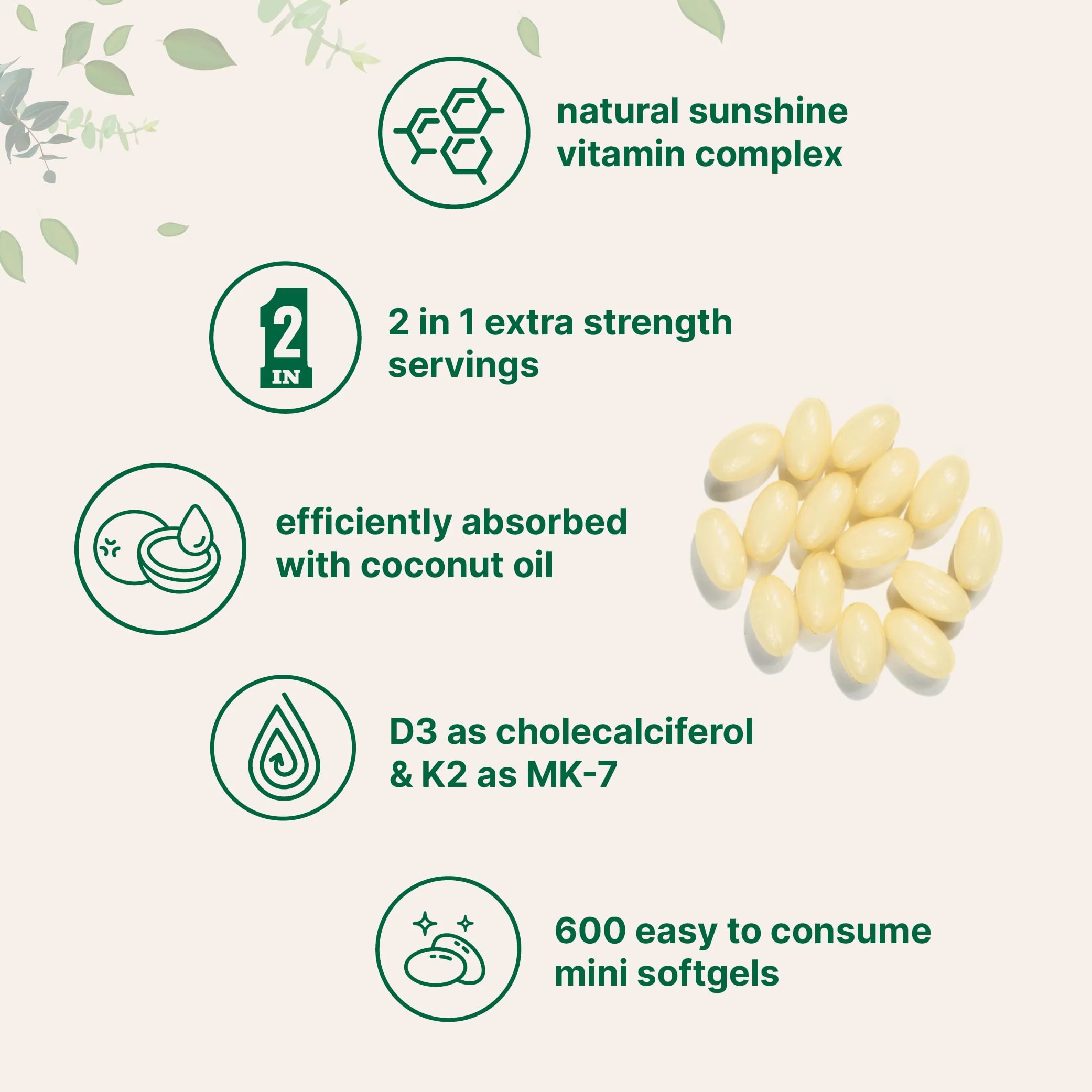 Micro Ingredients Vitamin D3 10,000 IU + K2 MK-7 200 mcg, 600 Softgels with Virgin Coconut Oil (2 Pack) | 2-in-1 Vitamins D & K Complex | Extra Strength, Easy to Swallow, Non-GMO, Gluten Free - Image 5