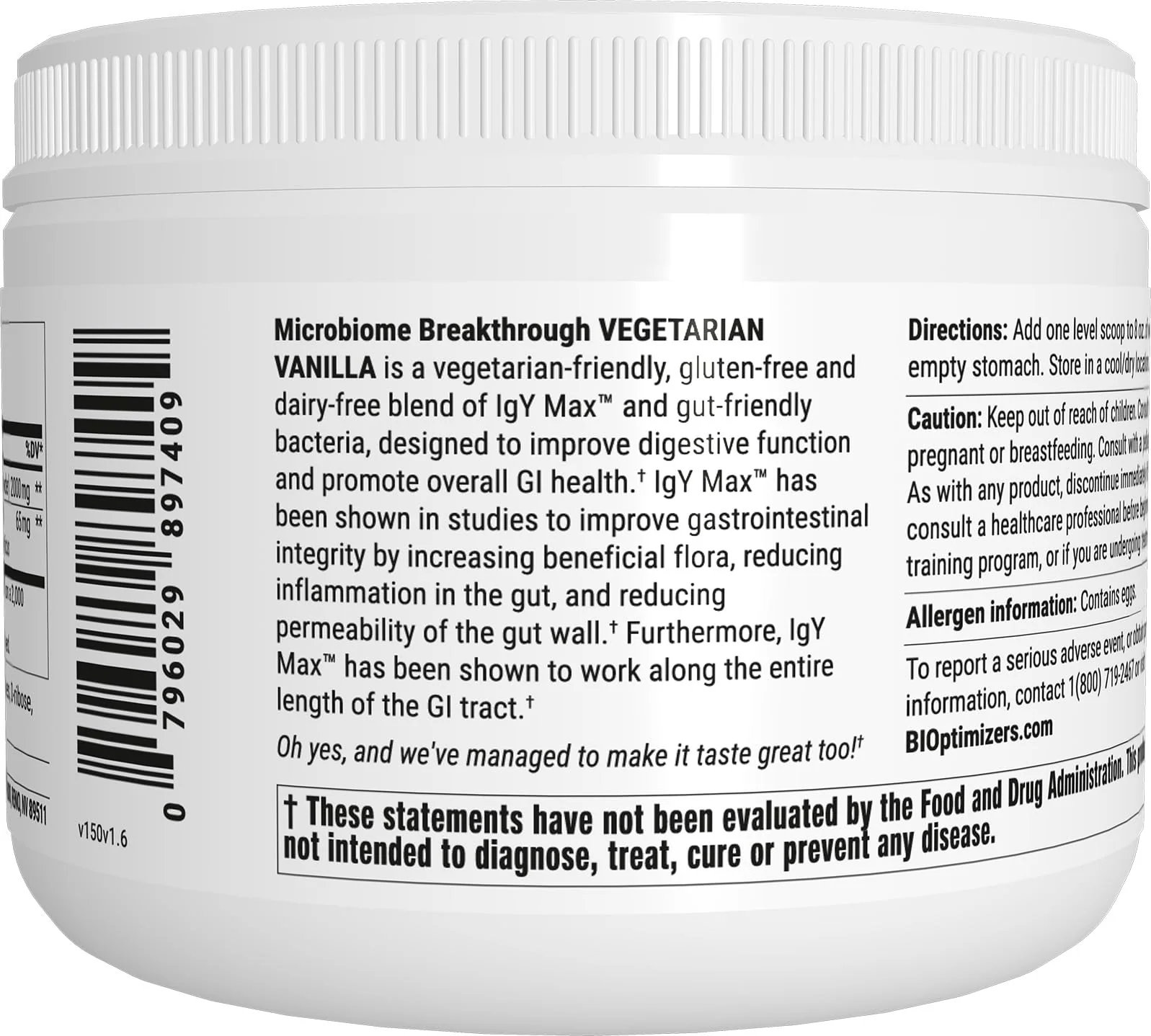 Microbiome Breakthrough Repair Powder - Vegetarian Vanilla - Contains Probiotics for Men and Women - Gas & Bloating Relief - GI Revive - Improves Gut Health - 30 Servings - 150g - Image 3