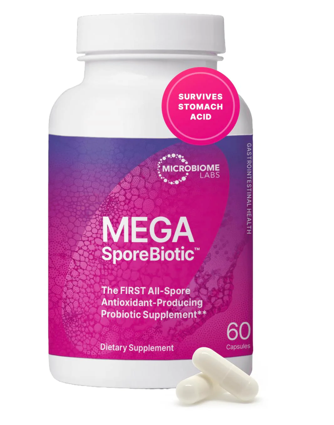 Microbiome Labs MegaSporeBiotic Probiotics for Women & Men - Spore Based Probiotics for Digestive Health - Shelf Stable & Travel-Friendly (60 Capsules)
