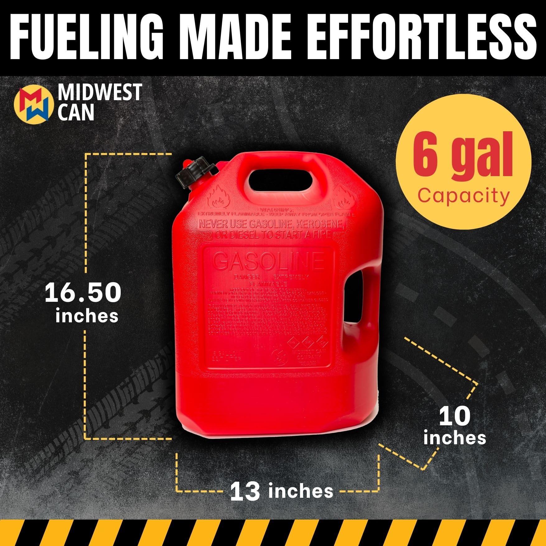 Midwest Can 6610 Quick Flow Spout Auto Shut Off Gasoline Can - 6 Gallon - Image 7