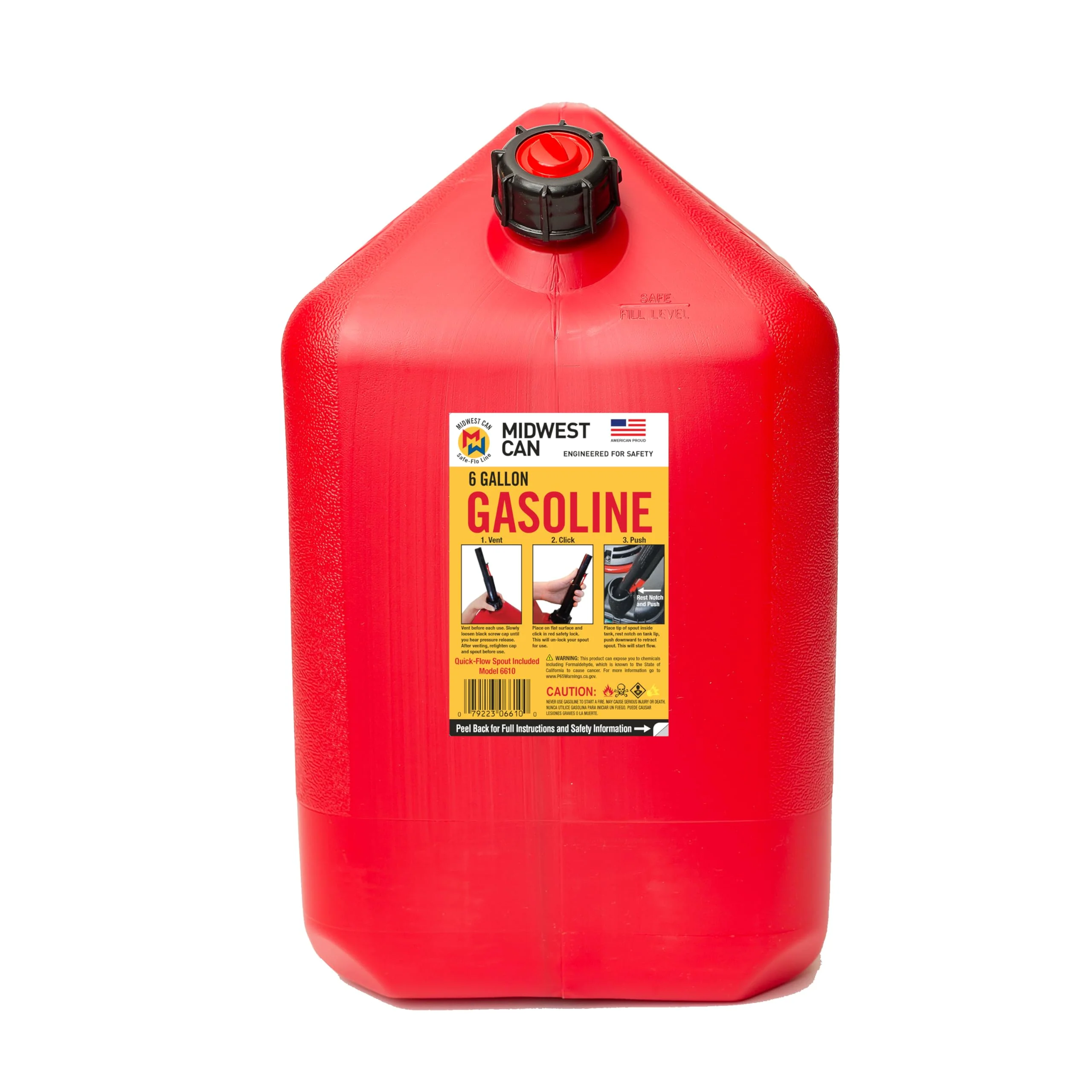 Midwest Can 6610 Quick Flow Spout Auto Shut Off Gasoline Can - 6 Gallon - Image 8