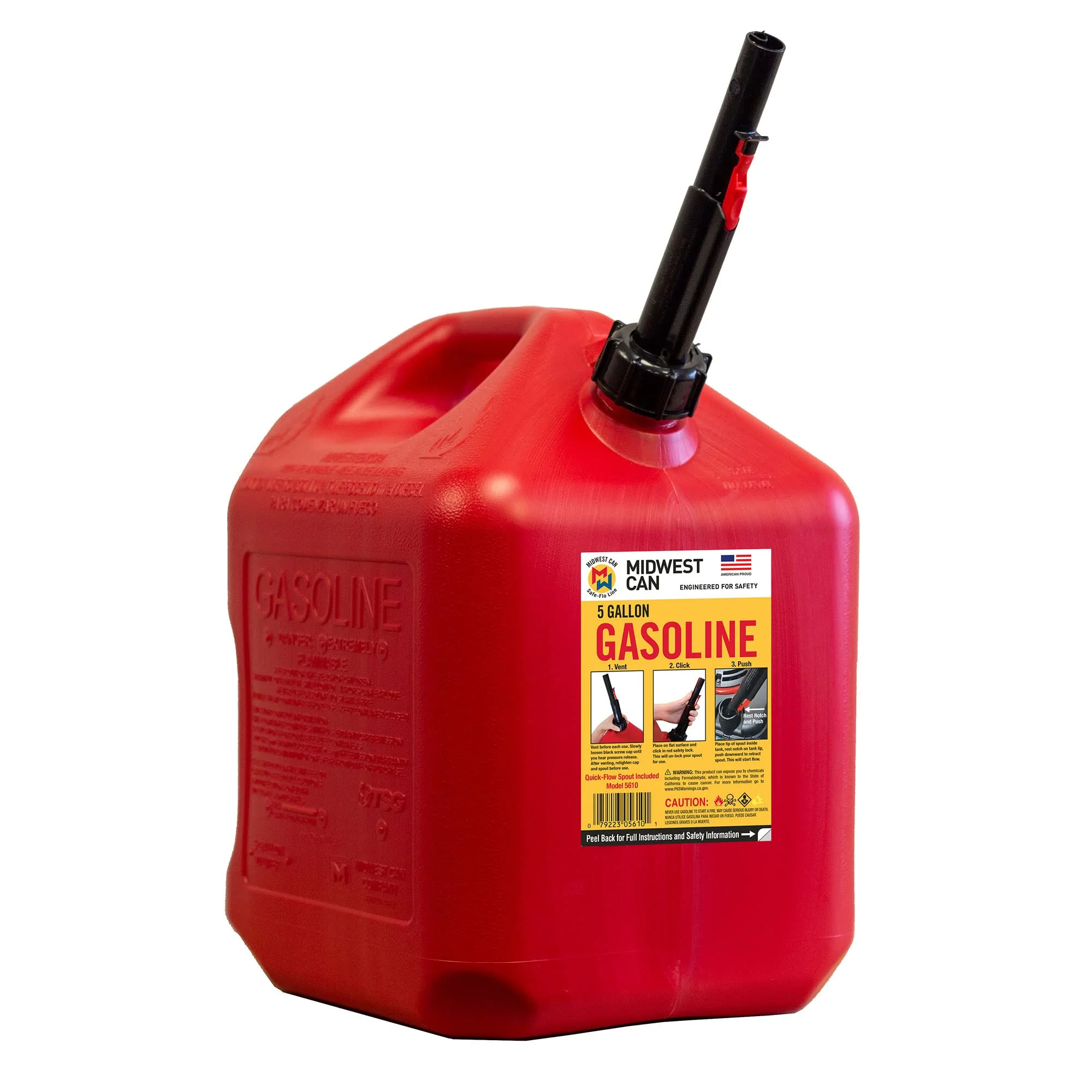 Midwest Can Company 5610 5 Gallon Gas Can Fuel Container Jugs w/Spout (2 Pack) - Image 7
