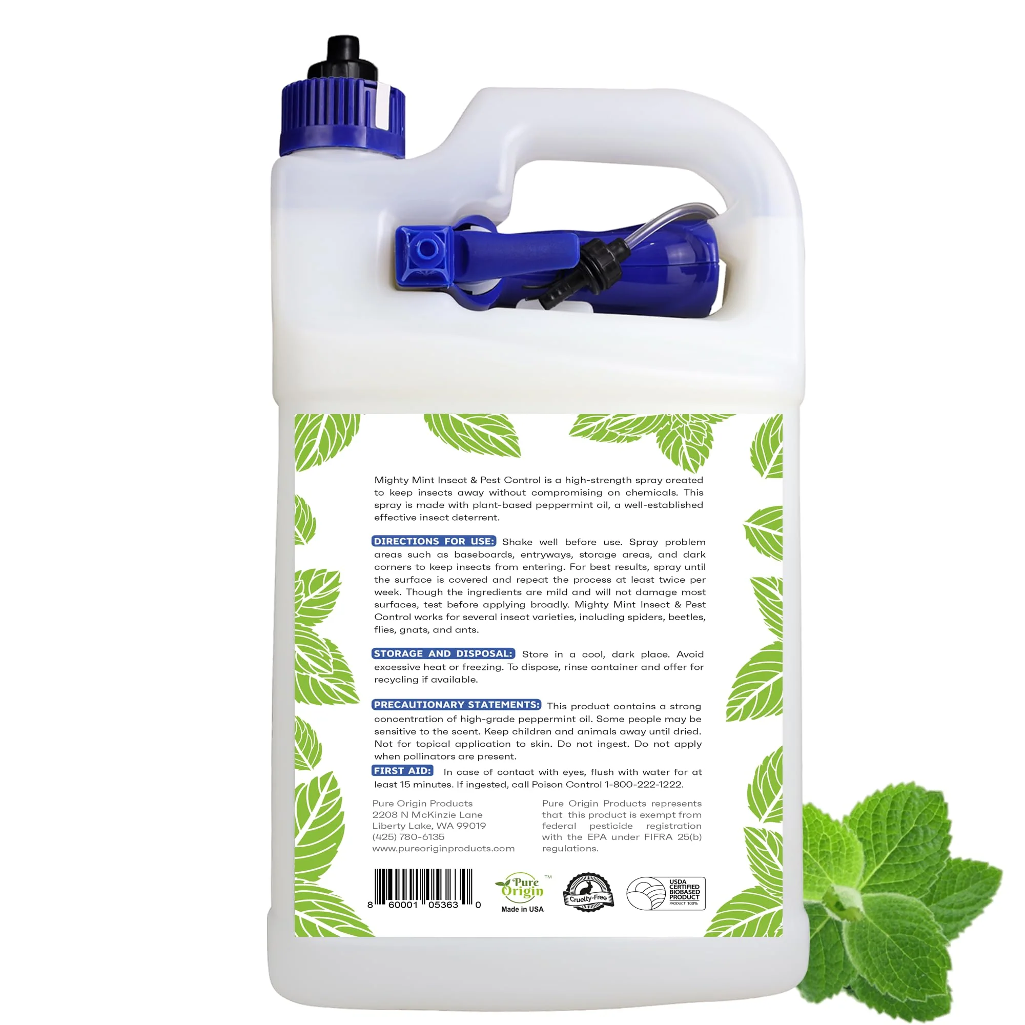 Mighty Mint Gallon (128 oz) Insect and Pest Repellent Peppermint Oil - Natural Spray for Spiders, Ants, and More - Image 2