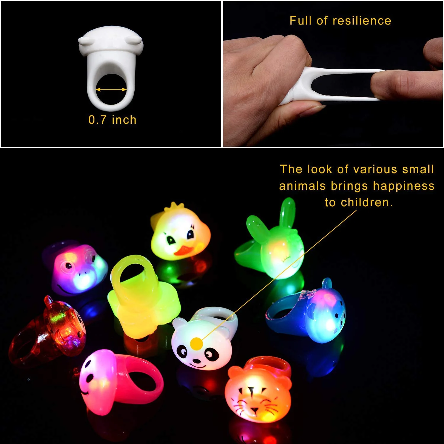 Mikulala 36 Pack Light Up Rings Glow in The Dark Party Supplies, Light up Party Favors, Goodie Bag Stuffers, Birthday Christmas Party Favors Classroom Prizes Cute Animal Treasure Box for Kids - Image 9