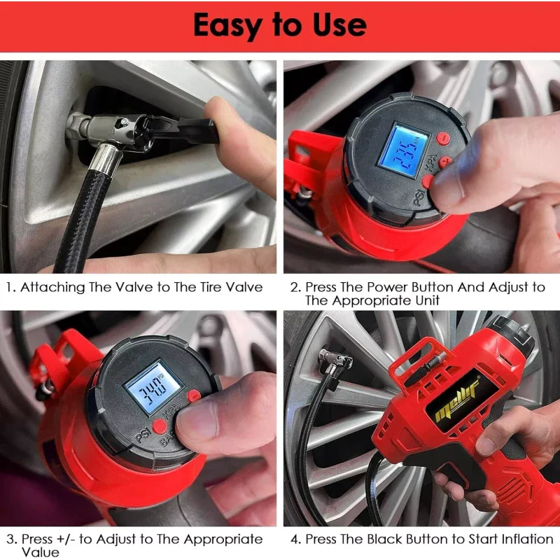Milwaukee Cordless Tire Inflator Air Compressor for Milwaukee 18V Battery, 160PSI Portable - Image 5