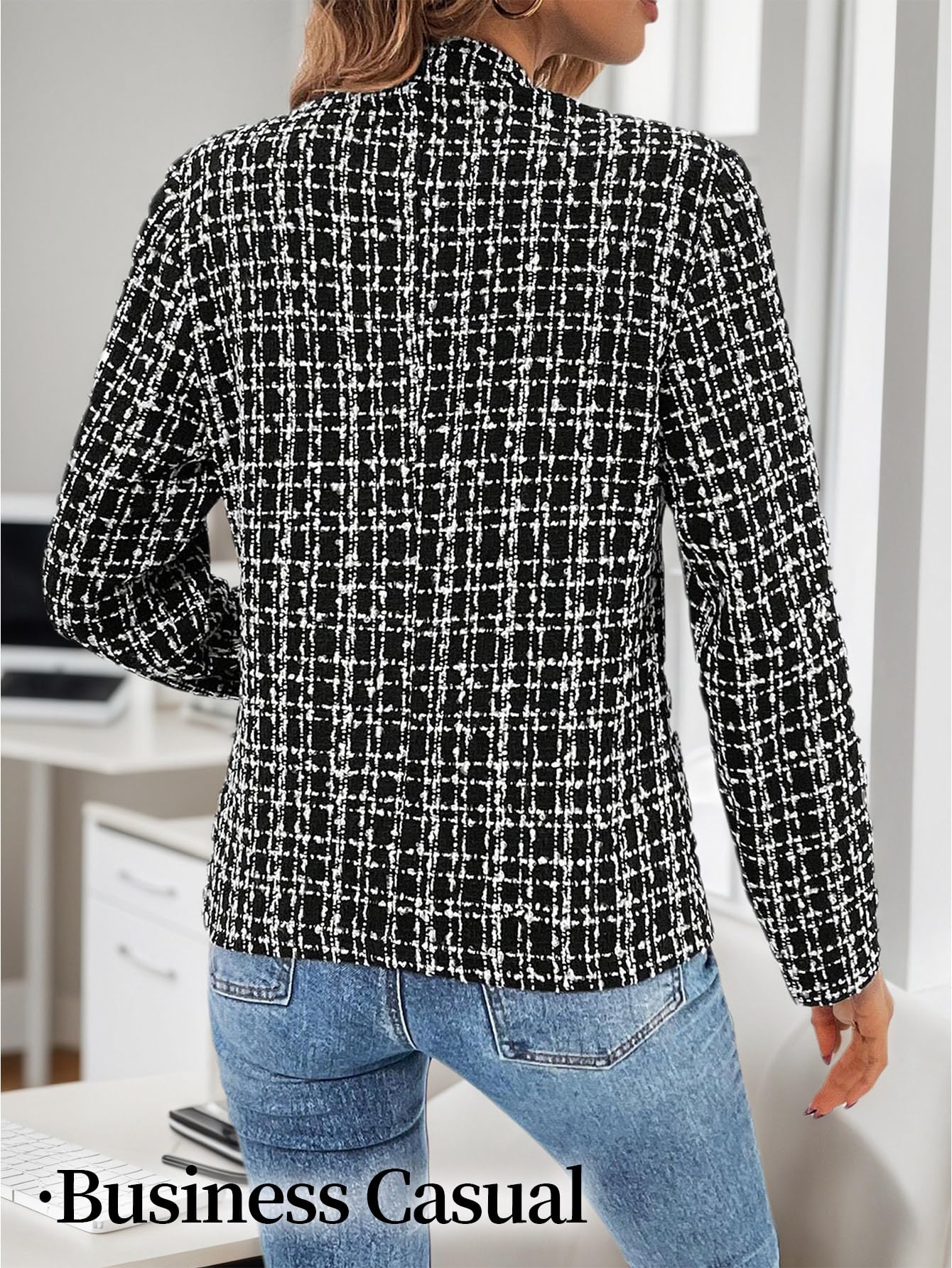 Mina Self Cardigan Sweaters Sweater Blazer Jacket For Women 2025 Black Winter Womens Velvet Blazers Christmas Party Nye New Years Eve Clothes Outfits Cute Ladies Casual Lightweight Women's Jackets - Image 3