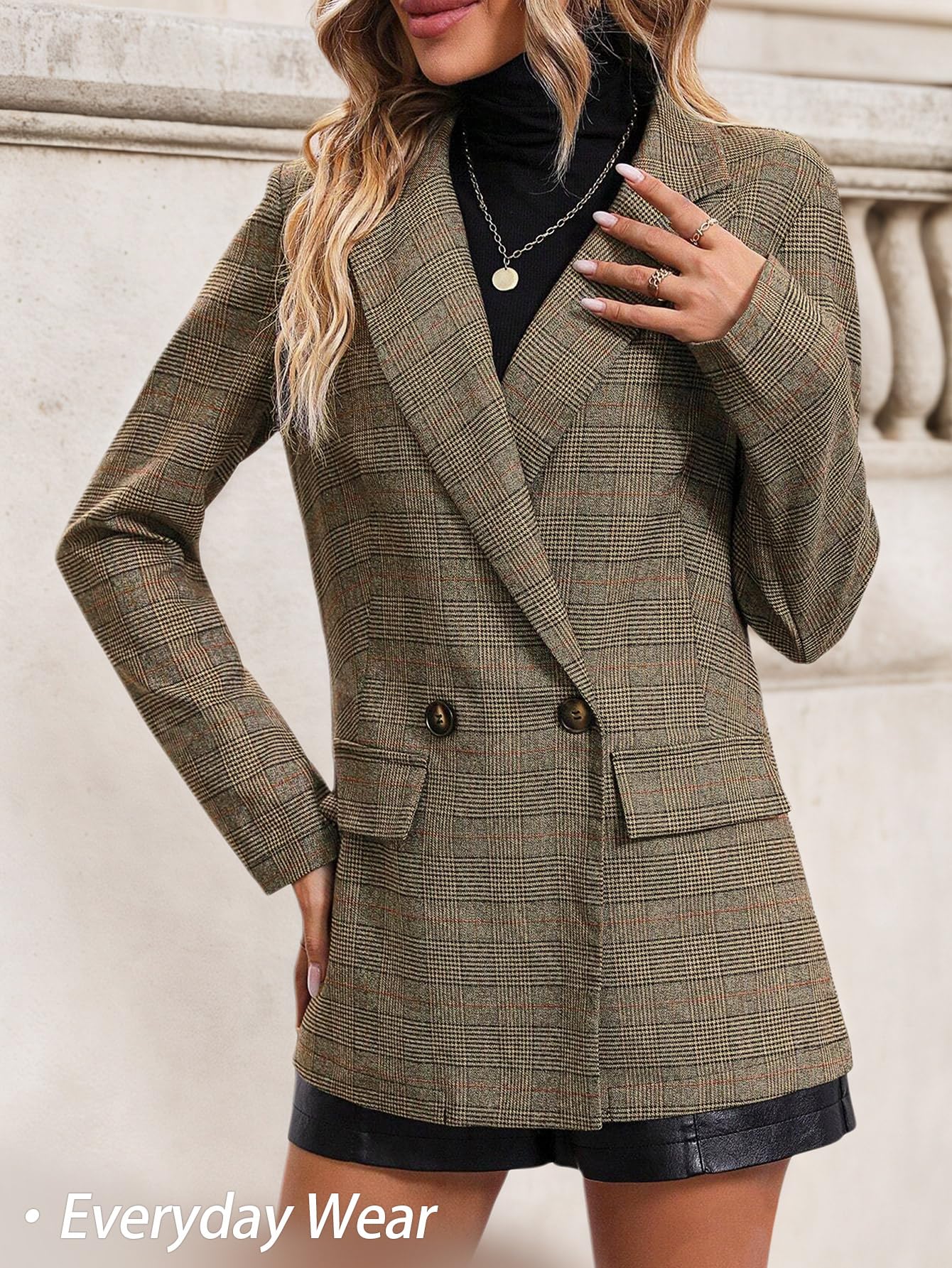Mina Self Old Money Clothes 2025 Fall Outfits for Women Winter Brown Tan Khaki Womens Christmas Party Nye New Years Eve Clothes Womens Trendy Boyfriend Fashion Ladies Women's Blazers & Suit Jackets - Image 4