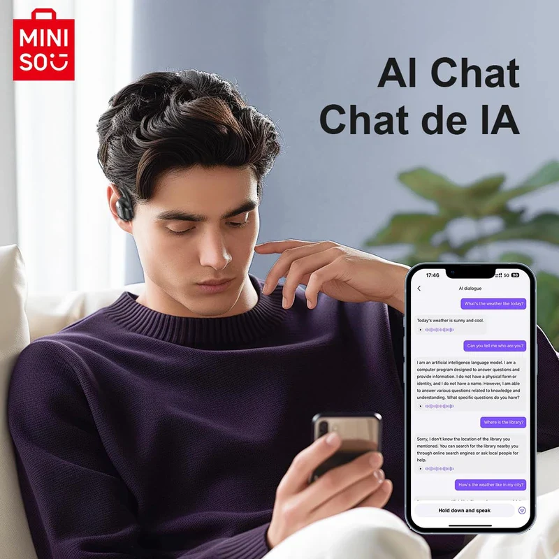 MINISO MS162 Translation Earbuds Real Time OWS Open Ear AI Translator Earbuds Wireless Bluetooth Earphones Support 135 Languages Translator Earbuds Bluetooth Translation for iOS & Android - Image 6