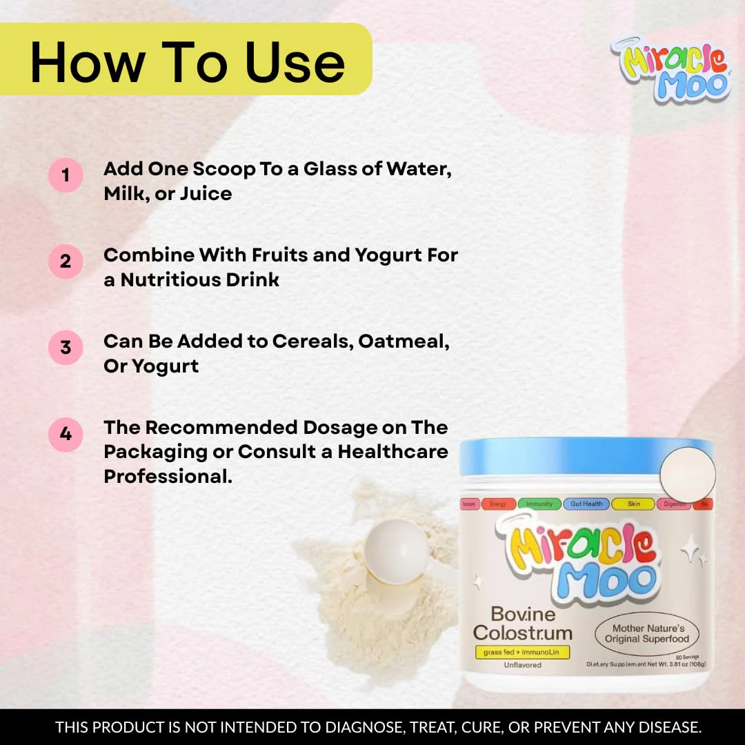 Mir~acle Moo Bo.Vine Col.ostr.um | Immune Support | Unflavored - (Pack 1) - Image 2