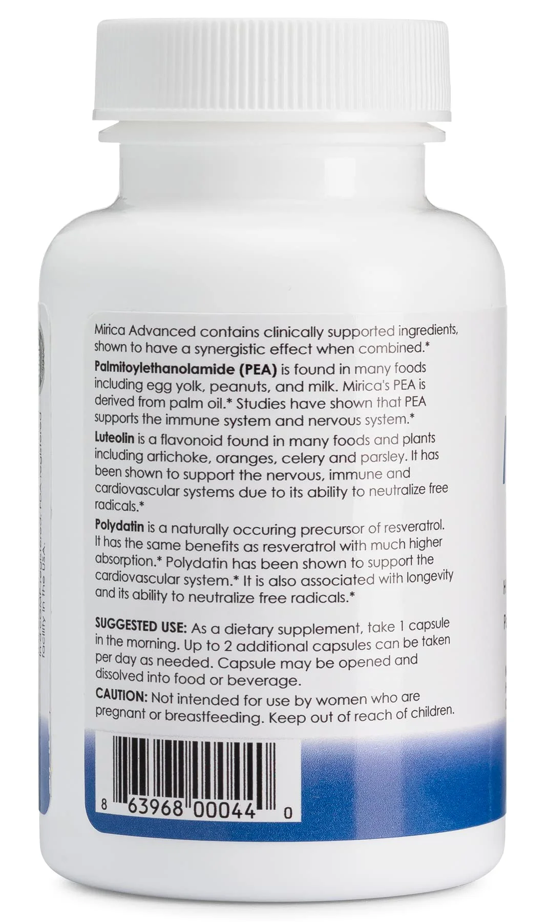 Mirica Advanced - High Absorption Formula, Palmitoylethanolamide (Pea) Luteolin and Polydatin, Nervous System Support Capsule, 60ct - Image 6