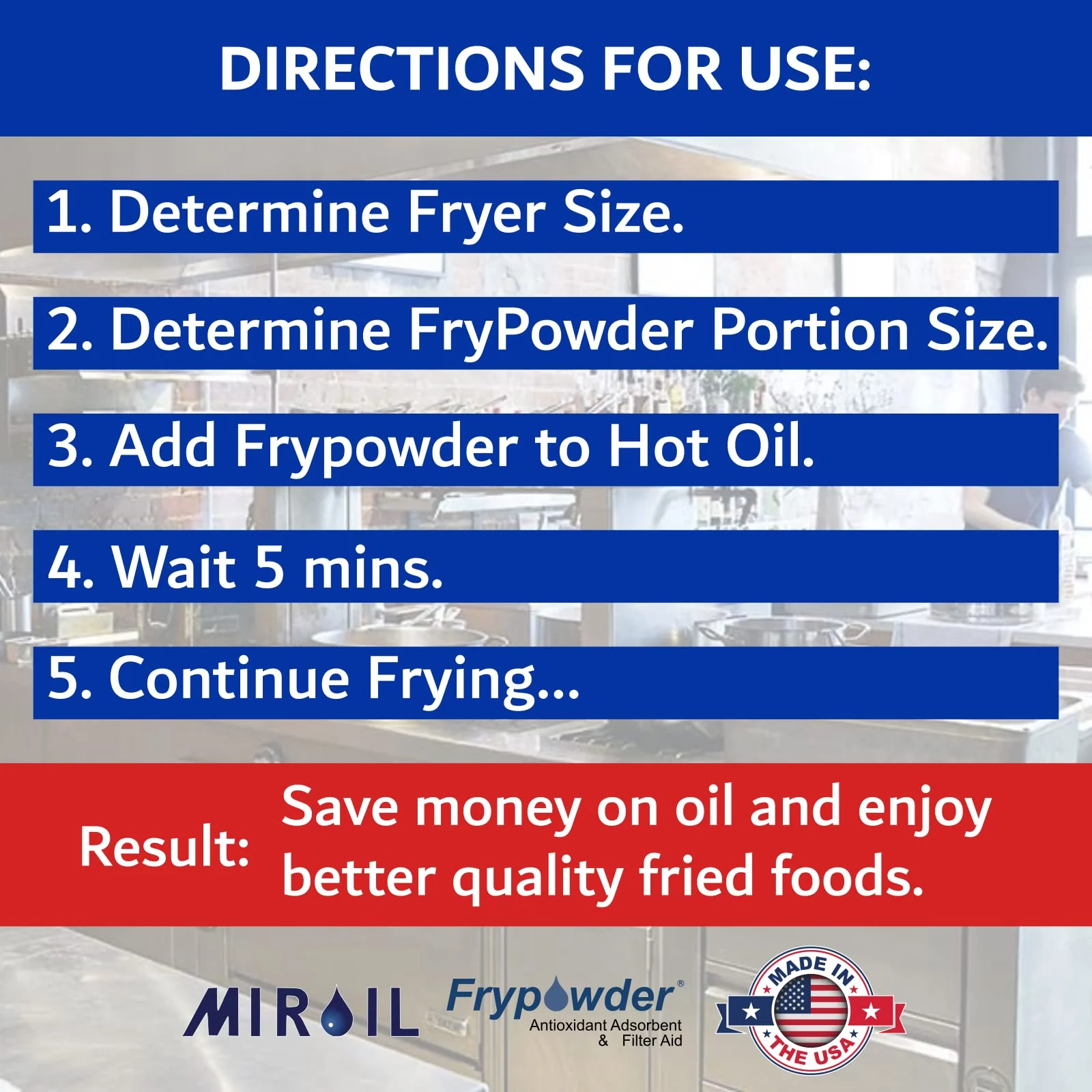 MirOil L106 Fry Powder Oil Stabilizer and Filter Aid, Deep Fryer Cooking Oil Saver, Removes Fryer Grease Contaminants & Carbon Deposits, Helps Save Grease, 2 x 4 Gallons of L104 (8Gallons) Fry Powder - Image 5