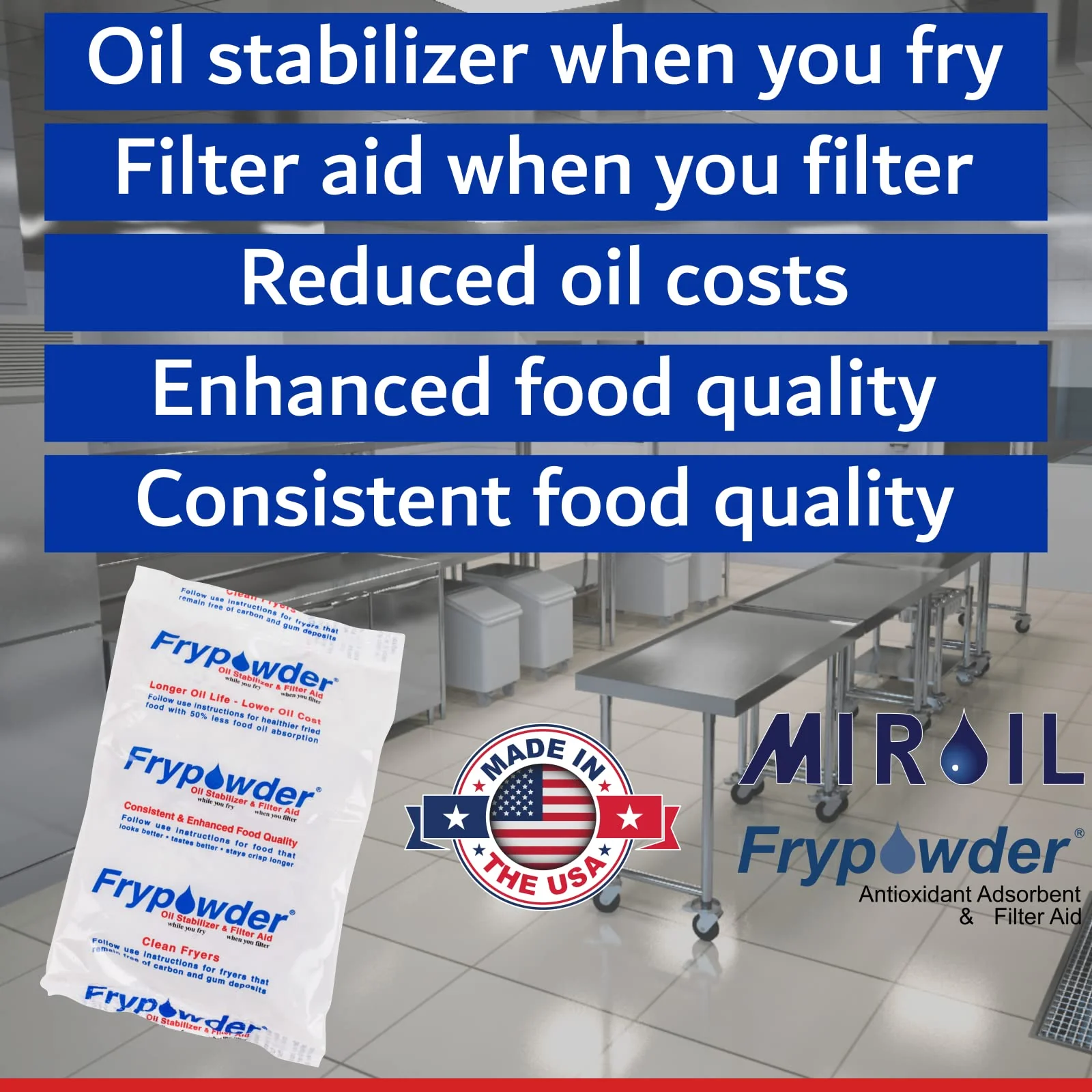 MirOil L106 Fry Powder Oil Stabilizer and Filter Aid, Deep Fryer Cooking Oil Saver, Removes Fryer Grease Contaminants & Carbon Deposits, Helps Save Grease, 2 x 4 Gallons of L104 (8Gallons) Fry Powder - Image 8