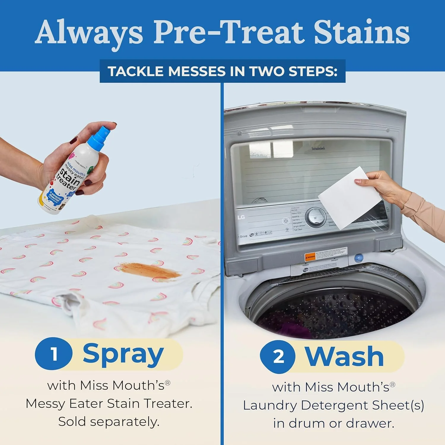 Miss Mouth's Messy Eater Stain Treater Spray - 4oz 3 Pack Stain Remover - Newborn & Baby Essentials - No Dry Cleaning Food, Grease, Coffee Off Laundry, Underwear, Fabric - Image 43