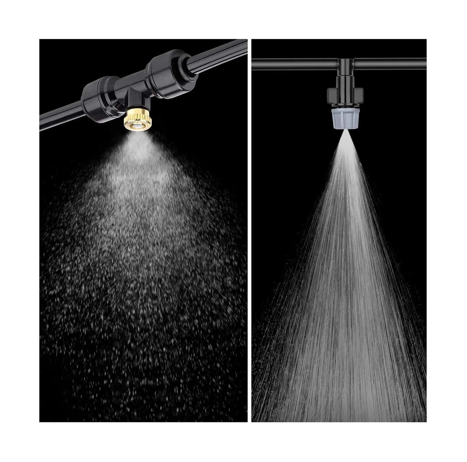 Misting Cooling System 98.4FT (30M) Misting Line + 50 Brass Mist Nozzles + 45 T-Connectors + 1 Faucet Adapters (3/4") Outdoor Mister for Patio Garden Greenhouse Trampoline for Waterpark - Image 5