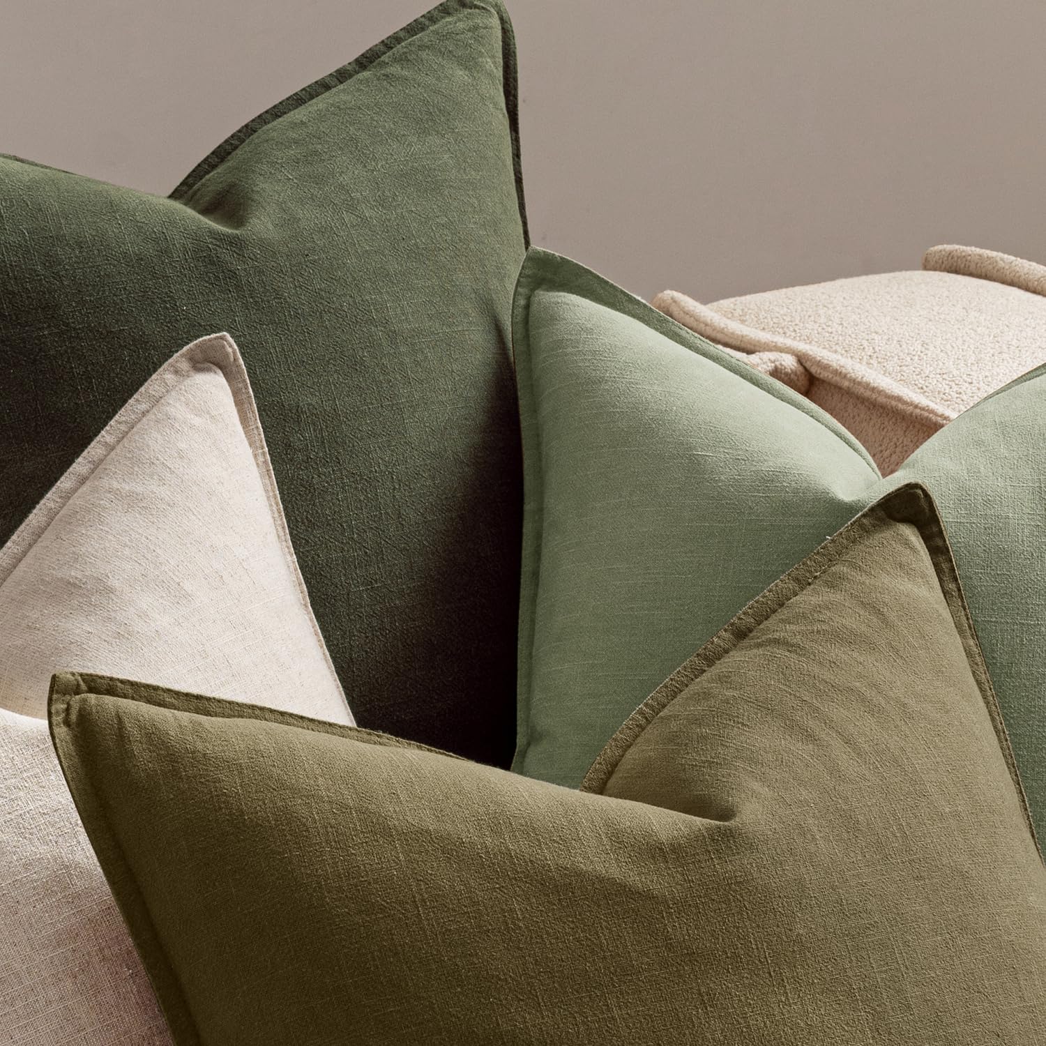 MIULEE Green and White Pillow Covers Pack of 4 Christmas Decorative Natural Solid Throw Pillow Covers Soft Accent Boho Farmhouse Couch Pillowcases Modern Decor for Living Room Bed Sofa 18x18 Inch - Image 3