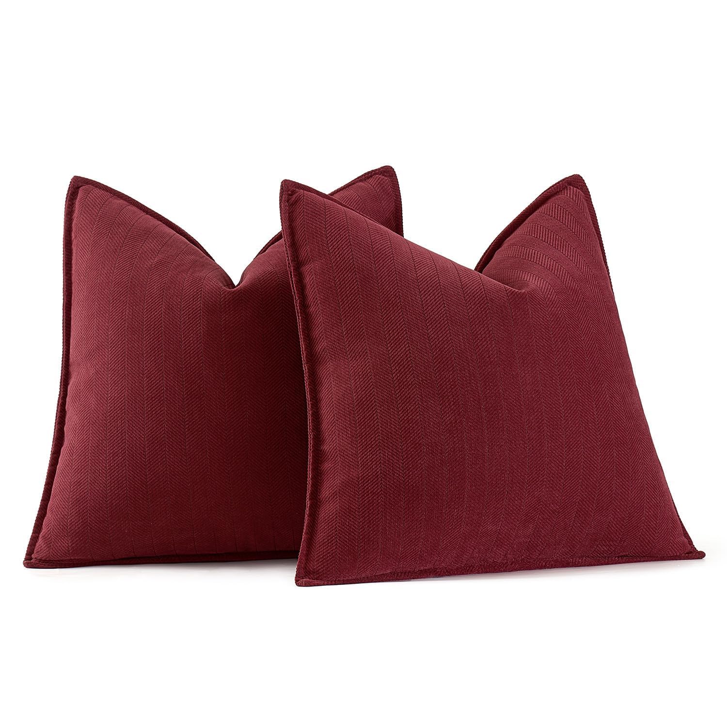 MIULEE Pack of 2 Christmas Burgundy Decorative Pillow Covers 18x18 Inch Soft Chenille Luxurious Couch Throw Pillows Farmhouse Cushion Covers with Elegant Design for Sofa Bedroom Living Room Decor - Image 2