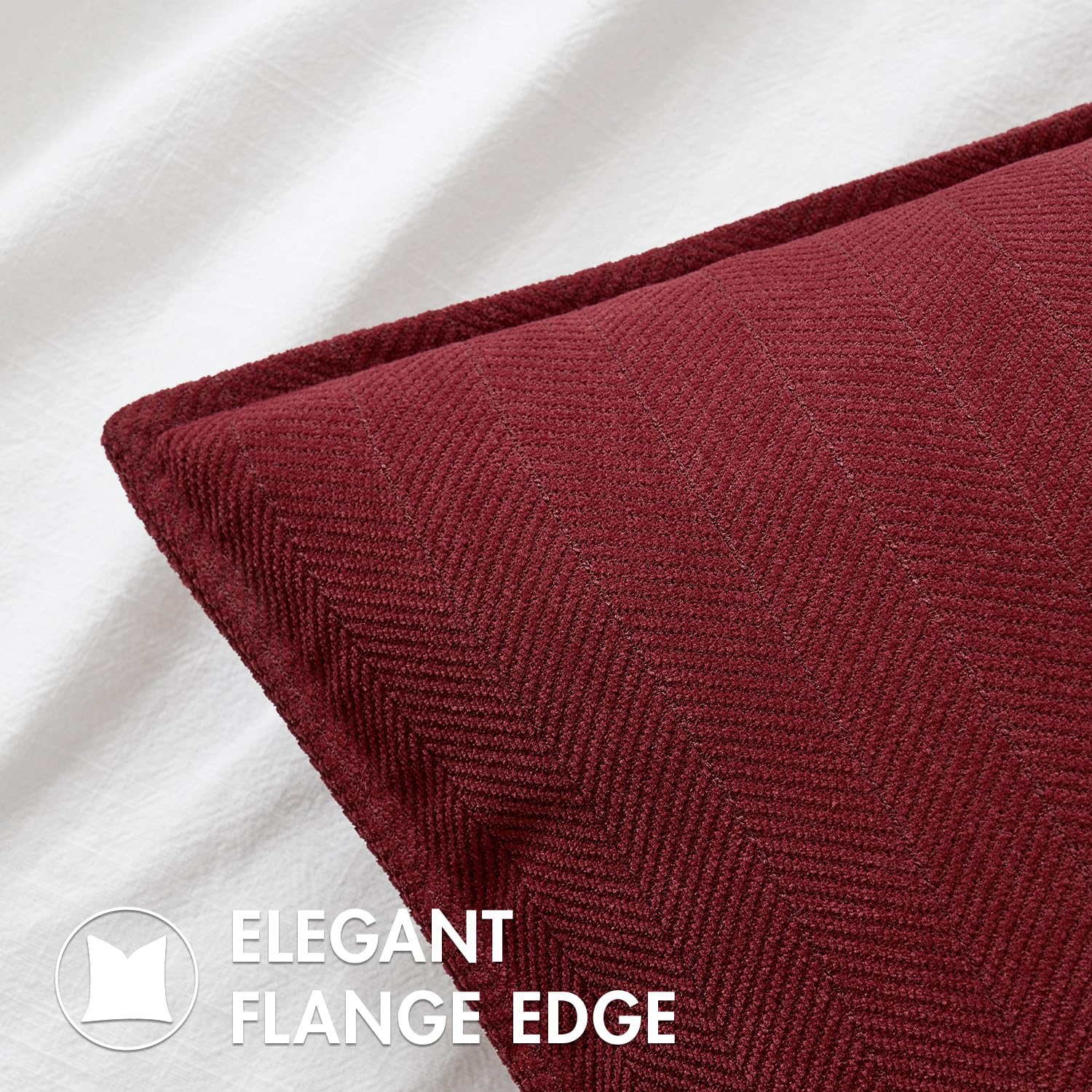 MIULEE Pack of 2 Christmas Burgundy Decorative Pillow Covers 18x18 Inch Soft Chenille Luxurious Couch Throw Pillows Farmhouse Cushion Covers with Elegant Design for Sofa Bedroom Living Room Decor - Image 7
