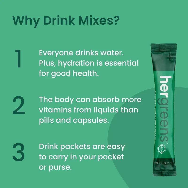 MIXHERS Hergreens - Greens & Veggie Powder - Made from Whole Foods - with Digestive Enzymes & Kale - Nutrition Designed for Women - Support Heart & Liver - 15 Drink Packets - Mango - Image 5