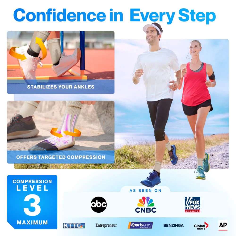 Modvel Foot & Ankle Brace Socks for Sprained Ankle Compression Sleeve - Plantar Fasciitis Relief Brace, Foot Support for pain Women & Men - Tendonitis & Arthritis Feet Sleeve, Stabilizing Ankles Wrap - Image 5
