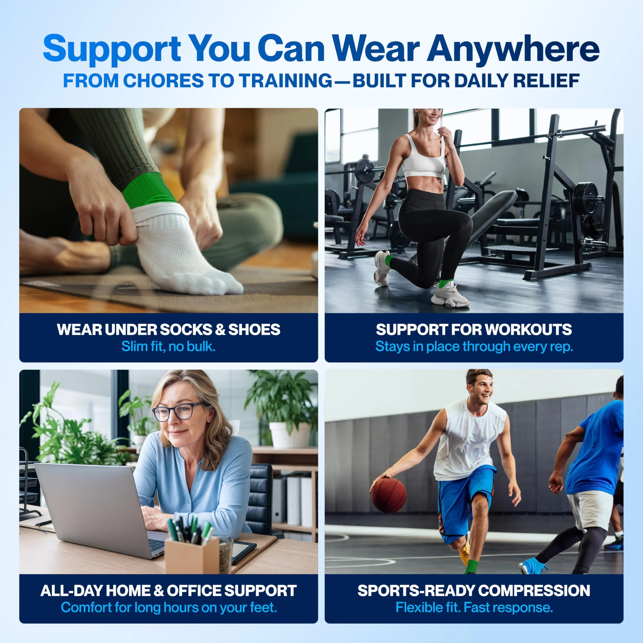Modvel Foot & Ankle Brace Socks for Sprained Ankle Compression Sleeve - Plantar Fasciitis Relief Brace, Foot Support for pain Women & Men - Tendonitis & Arthritis Feet Sleeve, Stabilizing Ankles Wrap - Image 5