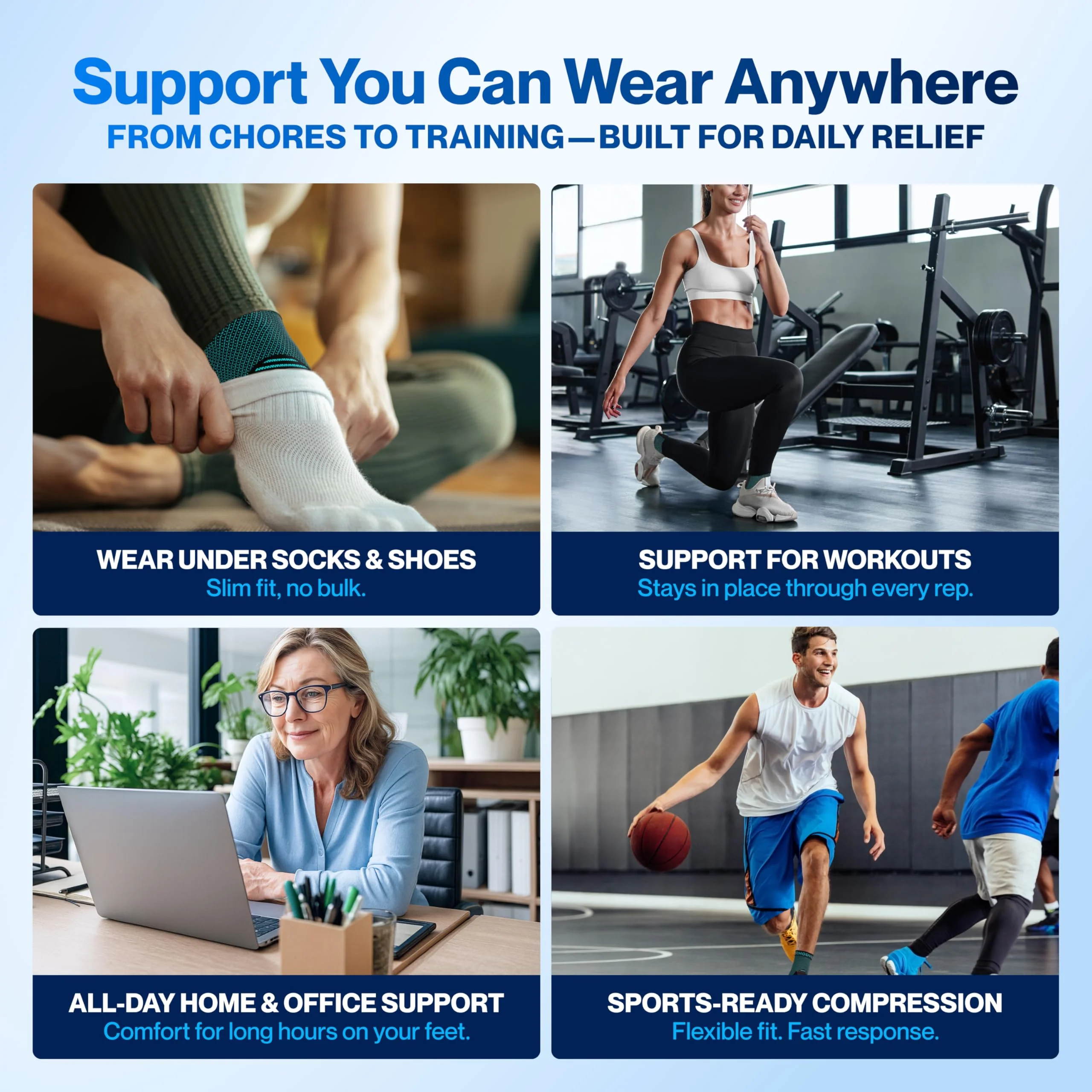Modvel Foot & Ankle Brace Socks for Sprained Ankle Compression Sleeve - Plantar Fasciitis Relief Brace, Foot Support for pain Women & Men - Tendonitis & Arthritis Feet Sleeve, Stabilizing Ankles Wrap - Image 5