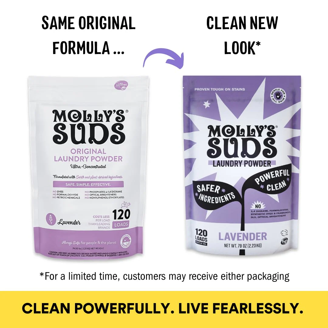 Molly's Suds Original Laundry Detergent Powder | Clean Laundry Detergent Powder for Sensitive Skin | Simple, Effective Ingredients, Stain Fighting | 120 Loads (Lavender) - Image 8