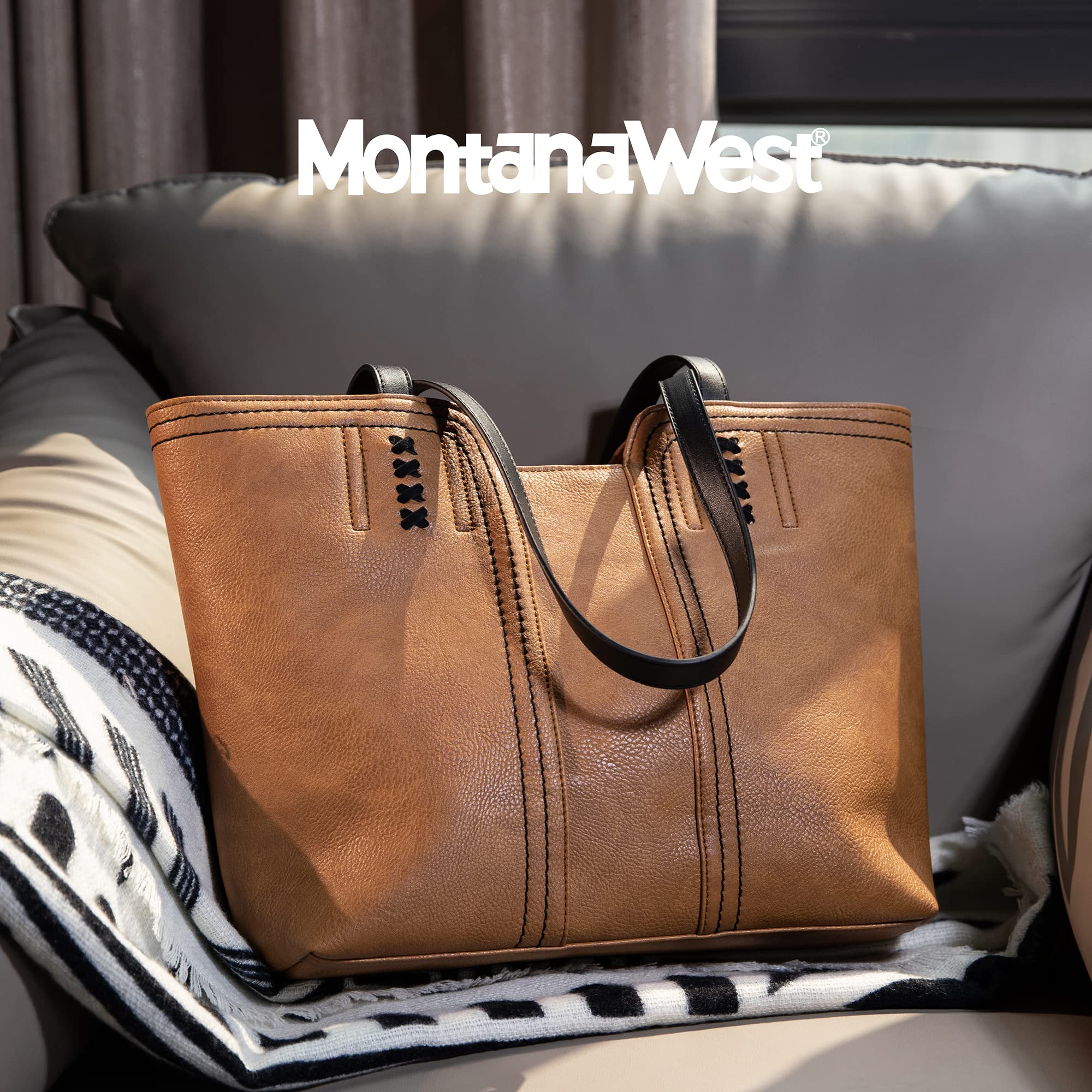 Montana West Tote Bag for Women Top Handle Satchel Purse Oversized Shoulder Handbag Hobo Bags Brown Christmas Gift MWC-118BR - Image 6