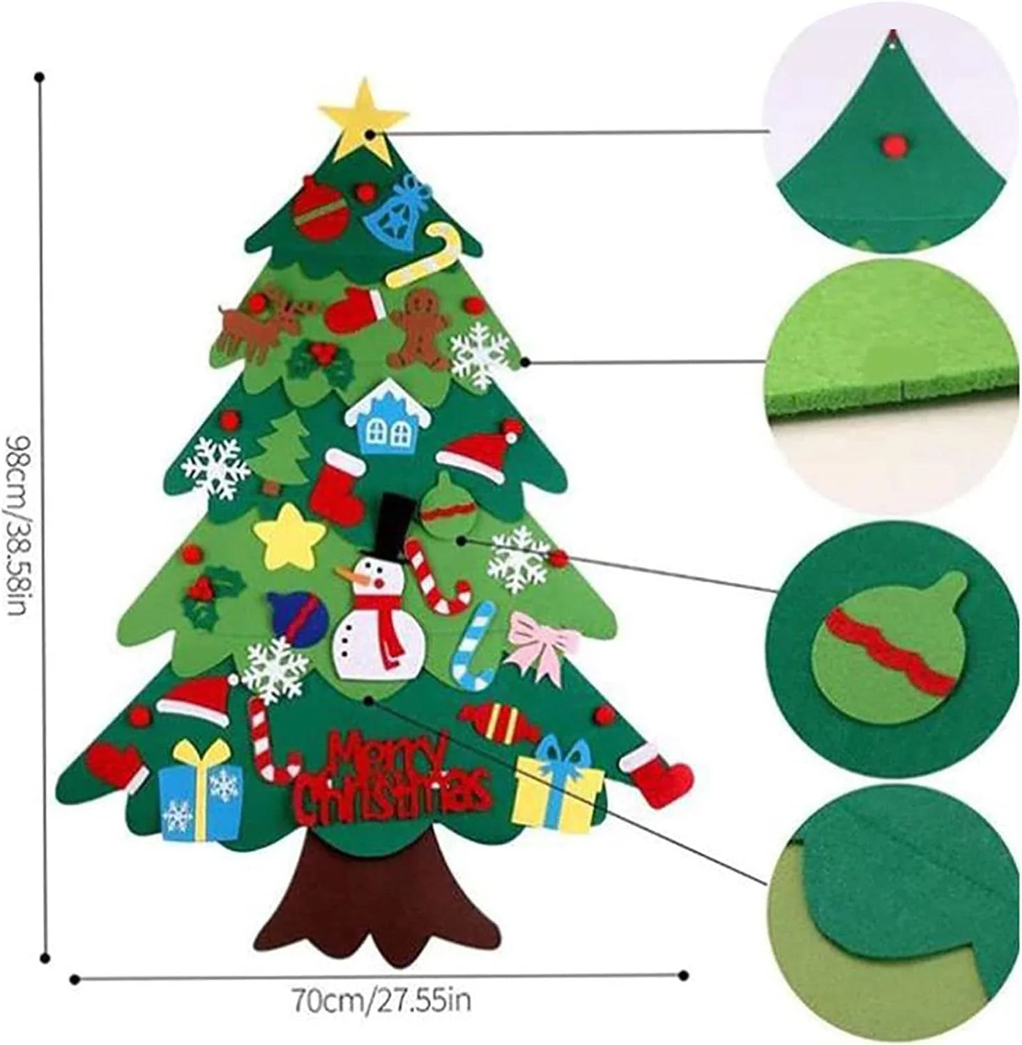 Montessori Felt Christmas Tree for Toddlers, Montessori Christmas Tree, Montessori Christmas Tree Felt with Lights - Image 7