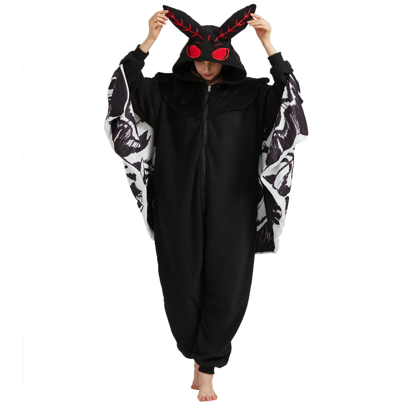 MORNINGFLY Mothman Onesie Pajamas Mothman Costume Adult Halloween Onesie Christmas Cosplay Unisex Party Costume - Image 4