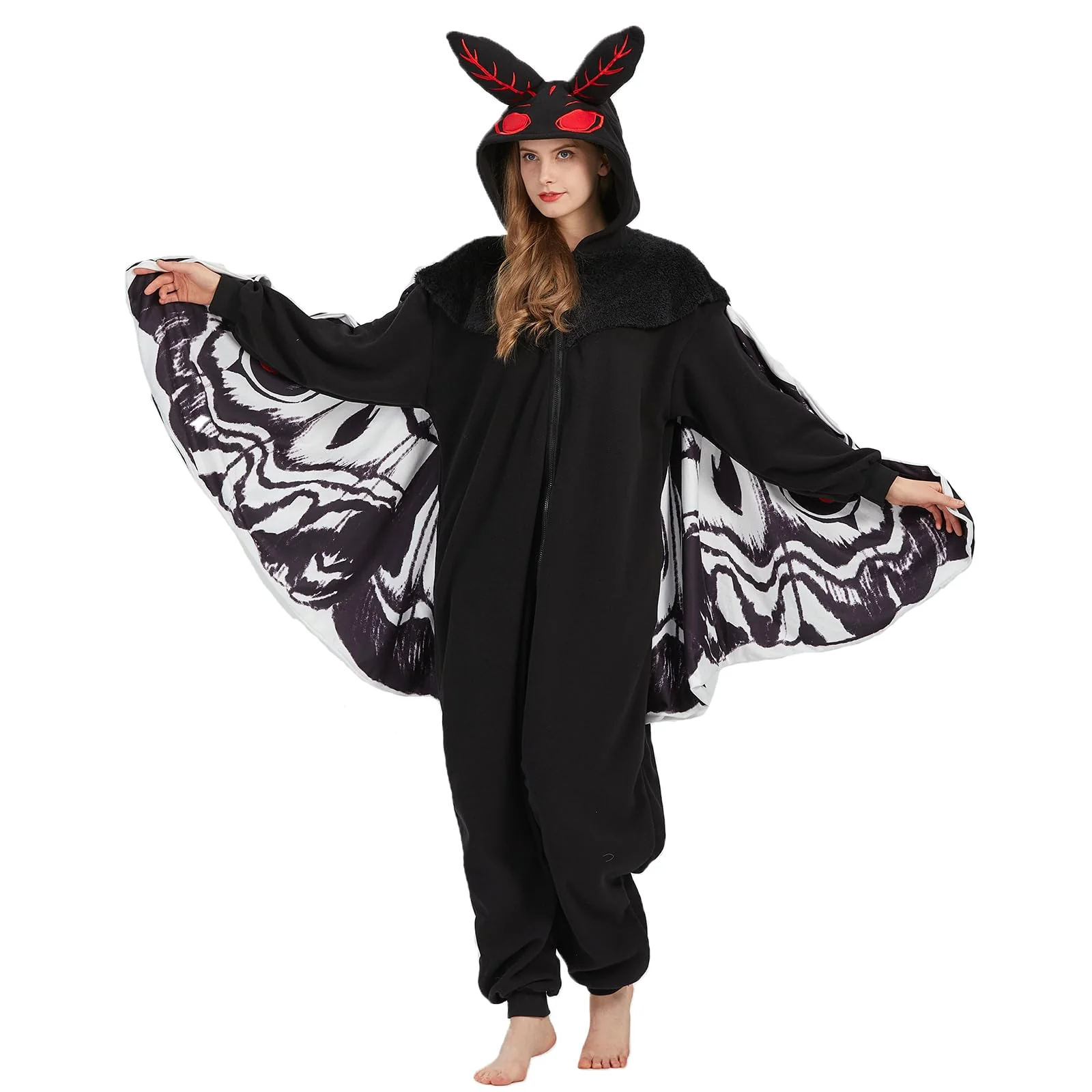 MORNINGFLY Mothman Onesie Pajamas Mothman Costume Adult Halloween Onesie Christmas Cosplay Unisex Party Costume - Image 5