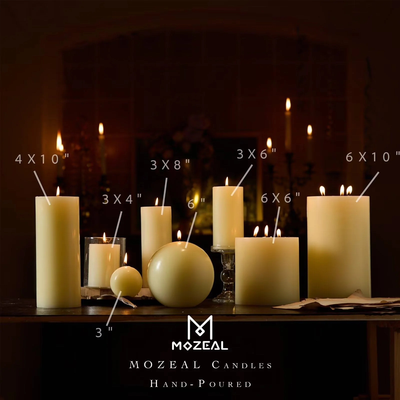 MOZEAL 3" x 4" Hand-Poured Unscented Candle,Dripless Pillar Candle Set of 3,Long Clean Burning,Approx 72 Hours Burn Time,Rustic Country Style,Wedding,Dinner,Christmas and Home Decor,Ivory - Image 5