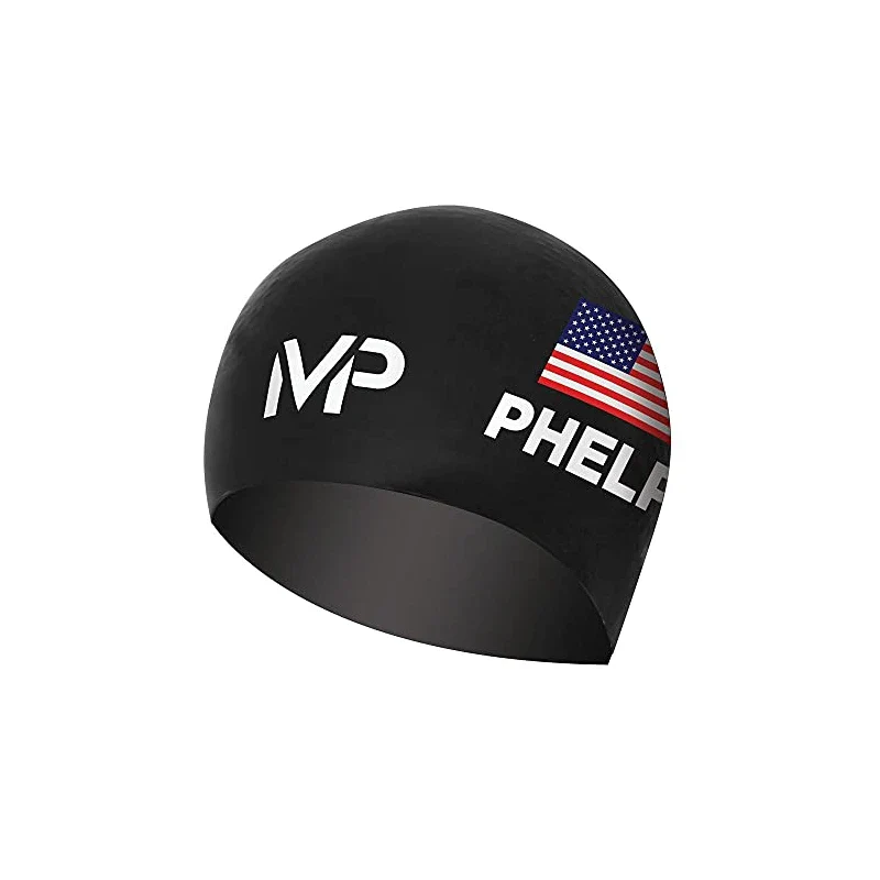 MP Michael Phelps Race Cap GT Swim Cap, Black/White - Image 2