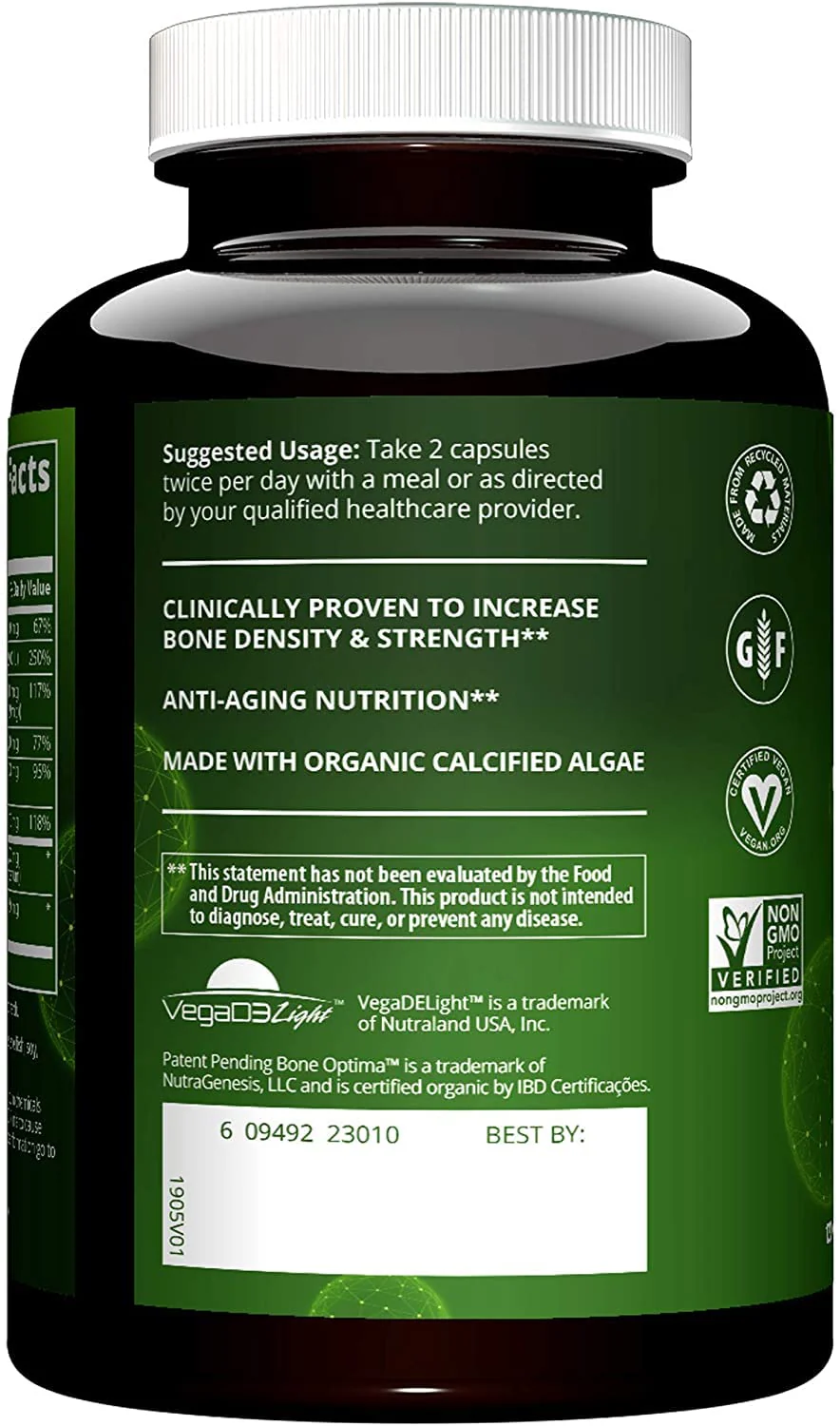 MRM Nutrition Vegan Bone Maximizer | Bone Strength + Density | Organic Certified Algae | with Vitamin K2 + D3 | Clinically Proven | Anti-Aging Nutrition | Gluten-Free | 30 Servings - Image 4