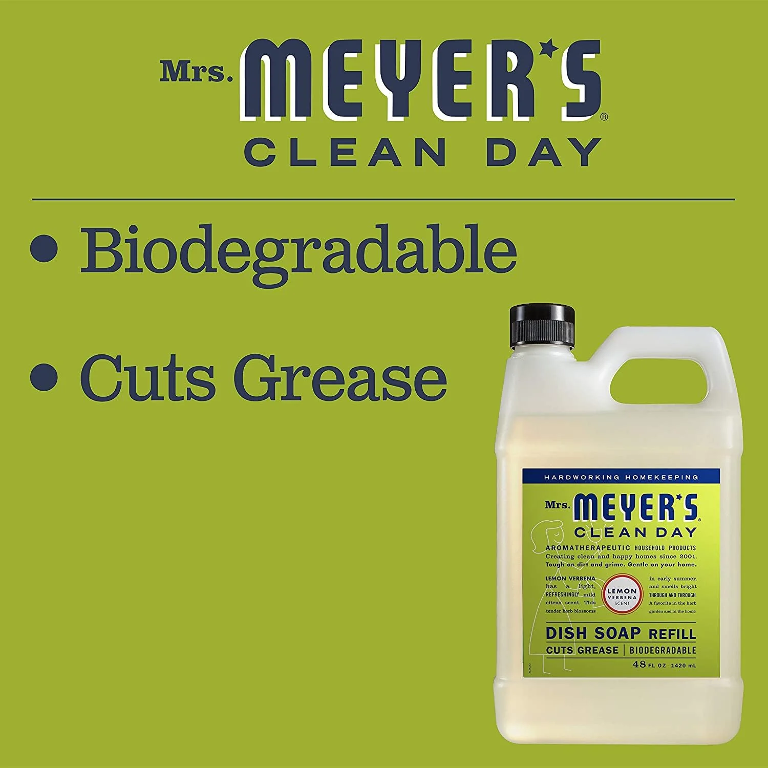 Mrs. Meyer's Dish Soap Variety, 1 Dish Soap, 1 Dish Soap Refill, Lemon Verbena, 1 CT - Image 3