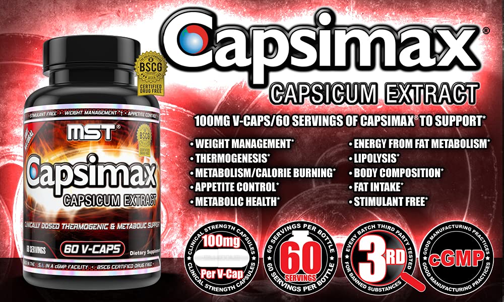 MST Capsimax Supplement 100mg V Capsules, 60 Servings Clinically Dosed Weight Management, Thermogenic, Appetite Control, Calorie Burning, Metabolic Health, Stimulant Free. BSCG Certified - Image 5