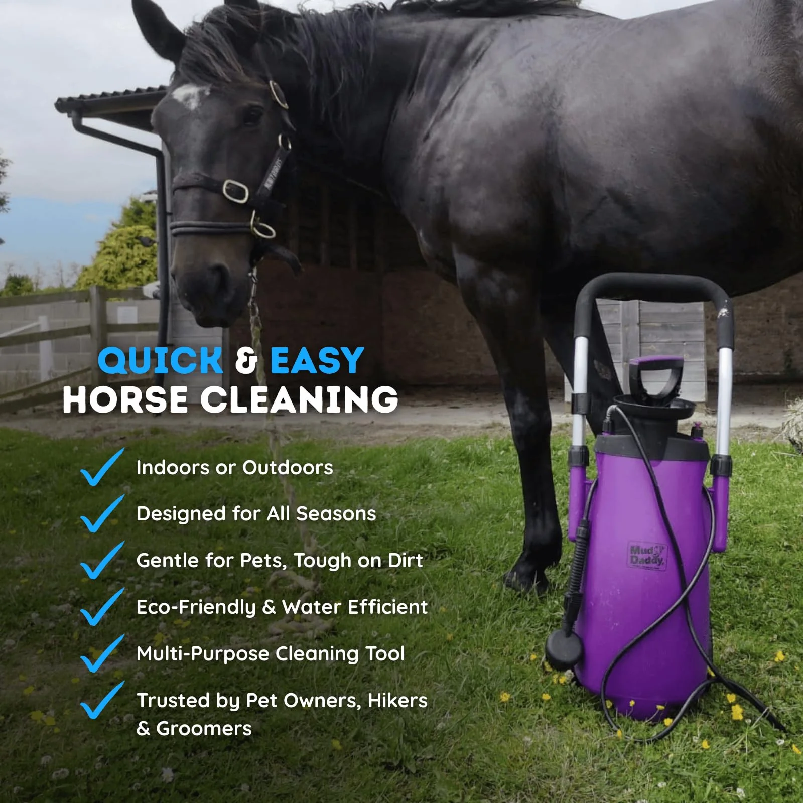 Mud Daddy 12 Litre – Portable Pet Washer, Multipurpose Washing Device, Muddy Walks, Perfect for Dogs, Horses, Bikes, Shoes, Camping, Paddleboarding and More - Purple - Image 7