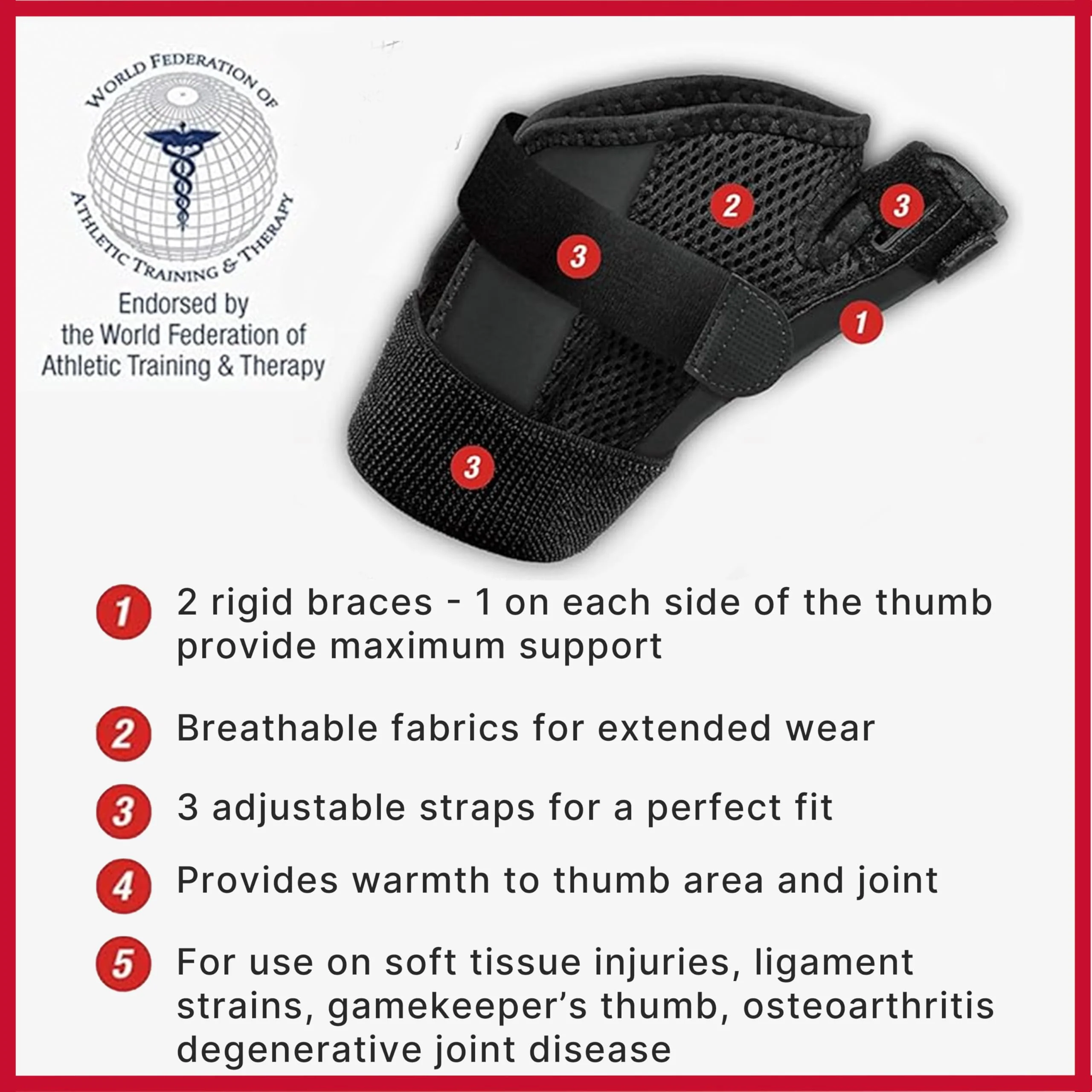 MUELLER Sports Medicine Adjust-to-Fit Thumb Brace, Spica Splint, Thumb Pain Relief Stabilizer for Men and Women, Ideal for De Quervain's Tenosynovitis, Arthritis, Sprains, Fits Right or Left, Black, One Size - Image 3