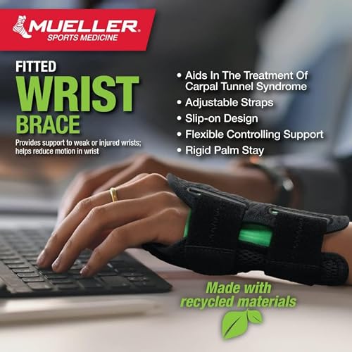 MUELLER Sports Medicine Green Fitted Wrist Brace for Men and Women, Wrist Pain Relief Support, Ideal for Carpal Tunnel, Tendonitis, Arthritis, Right Hand, Black, Large/X-Large - Image 7