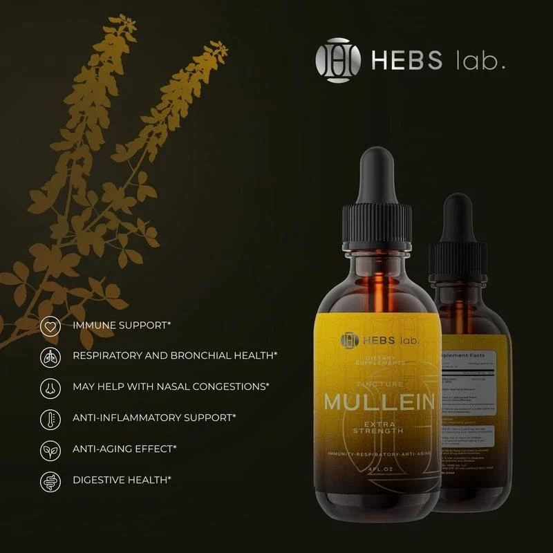 Mullein Drops - Mullein Leaf Extract - Wellness Supplement - Made in USA by HEBS lab. lung health support immune system gluten free vegan soy free - Specification: 2FL. Oz - Image 3