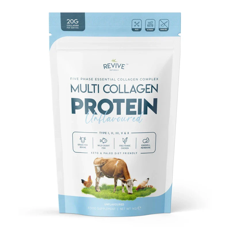 Multi Collagen Protein Powder (1kg) - Types I, II, III, V & X - Hydrolyzed Grass Fed Bovine, Wild Caught Fish, & Free-Range Chicken & Eggshell Collagen. Non-GMO, Halal.