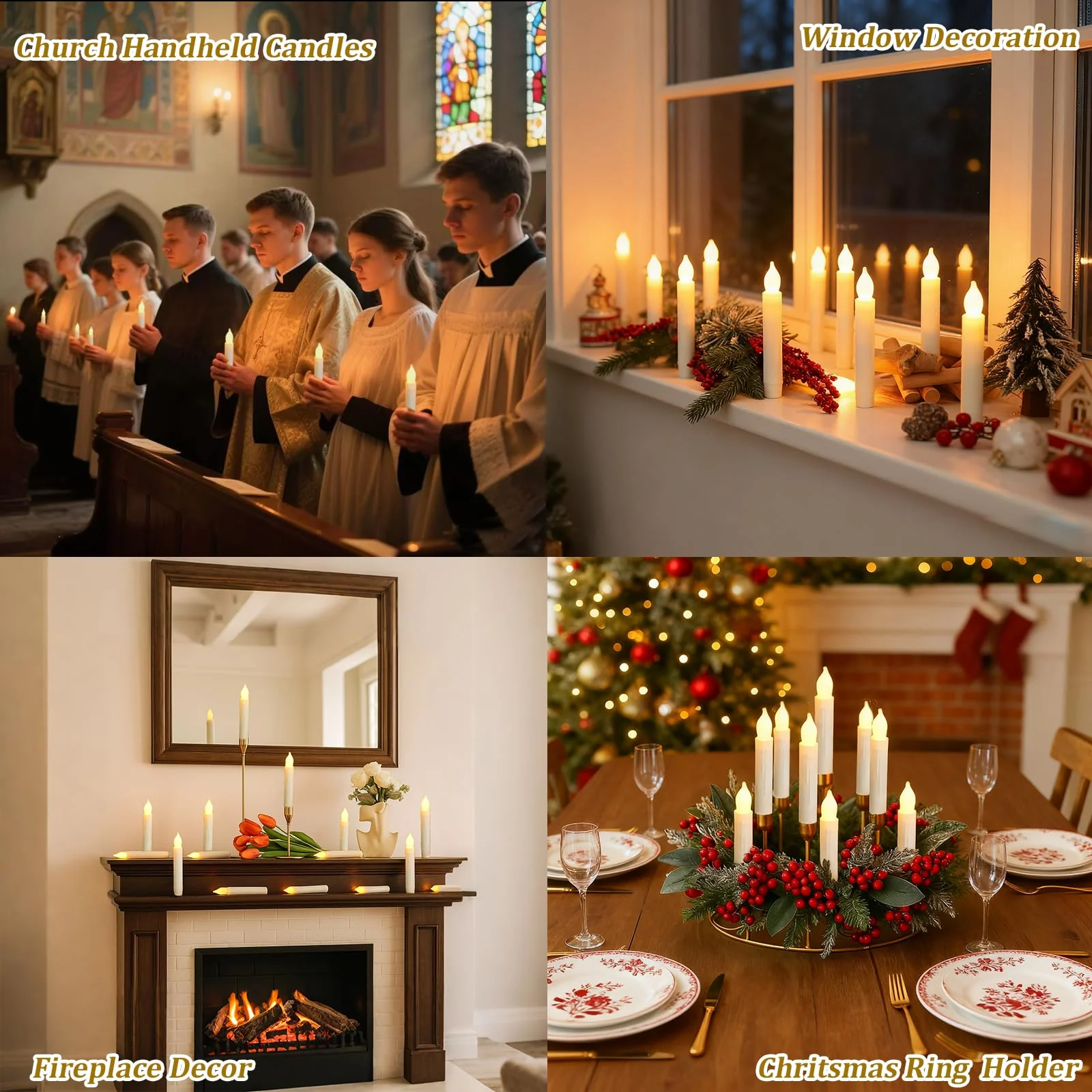 MUMCHASI 24 Packs Flameless Taper Candles Battery Operated Candlestickes Electric LED Candles Flickering Christmas Candlesticks Warm Yellow Light Halloween Fall Decor H: 6 inches No Remote - Image 8