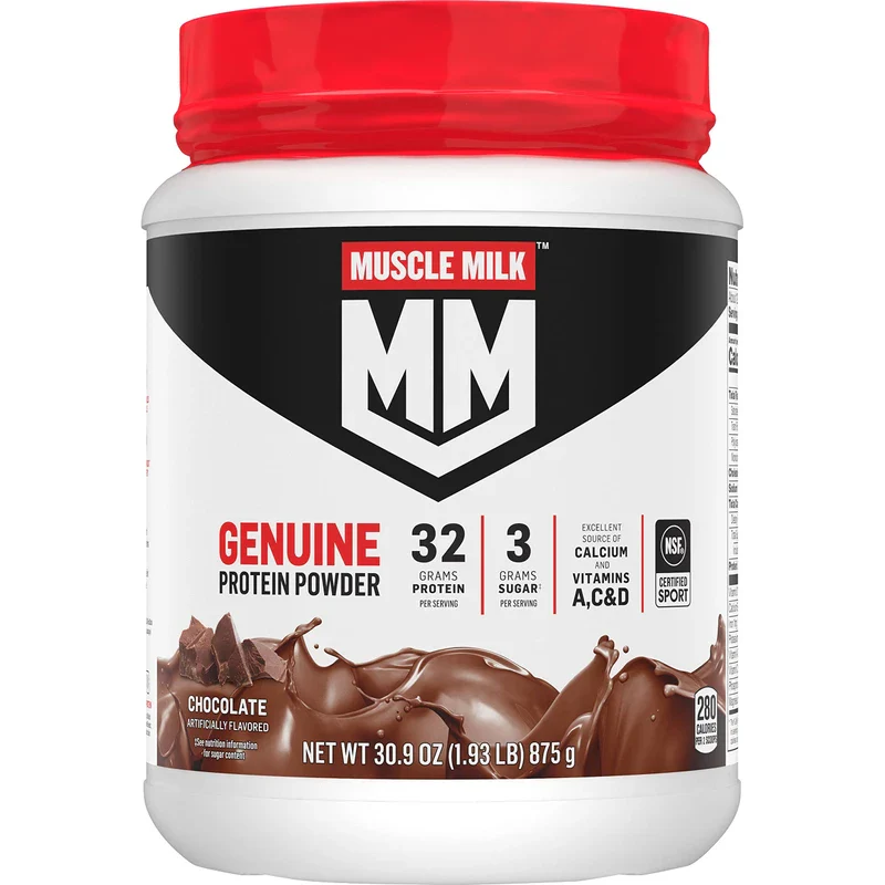 Muscle Milk Muscle Milk Genuine Protein Powder, Chocolate, 1.93 Pounds, 12 Servings, 32g Protein, 3g Sugar, Calcium, Vitamins A, C & D, NSF Certified for Sport, Energizing Snack, Packaging May Vary - Image 6