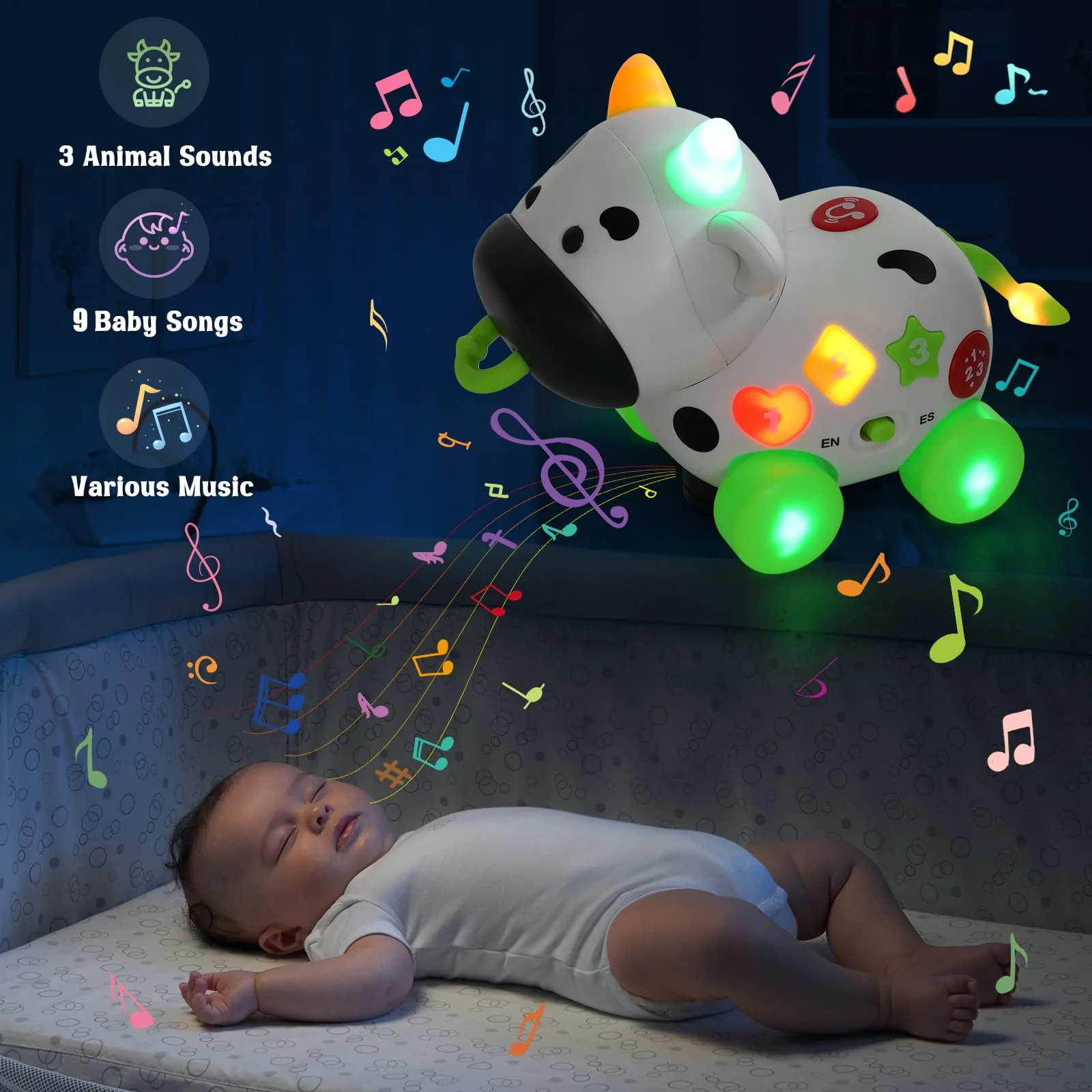 Musical Cow Toys for 1+ Year Old Boy Girl, Bilingual Baby Toy 6-12-18 Month, 1 Year Old Boy Toys, 1 Year Old Girl Gift, Learning Toddler Toy Age 1-2, First Christmas 1st Birthday Gift - Image 3