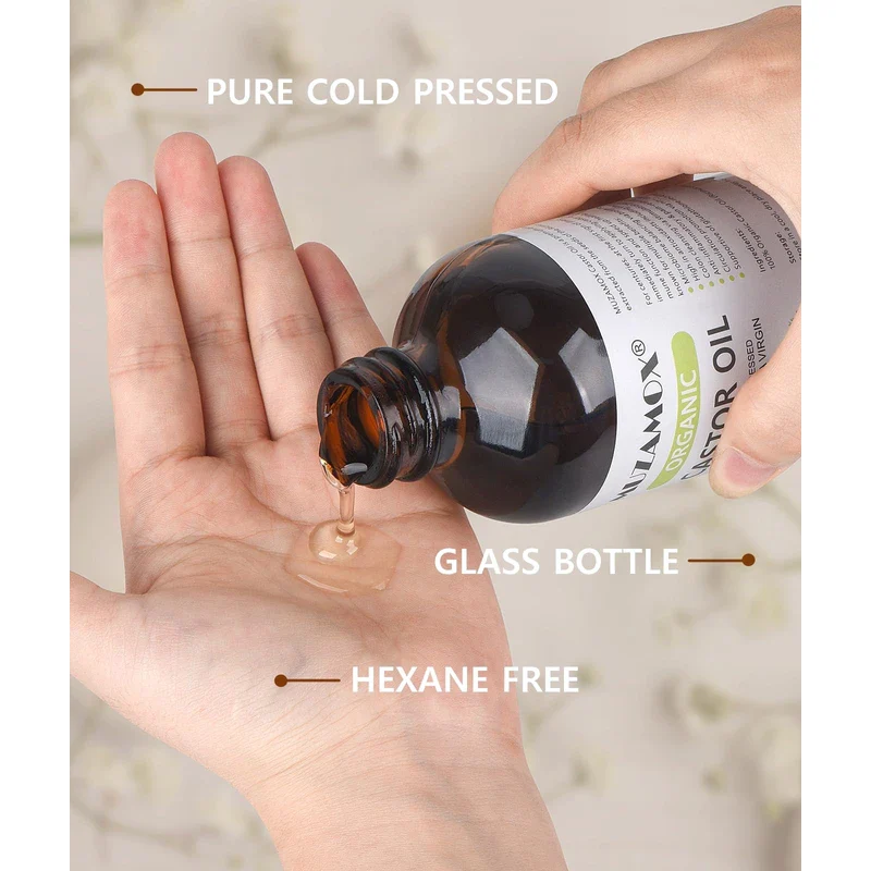 MUZAMOX MUZAMOX Castor Oil Organic Cold Pressed Unrefined Glass Bottle (8fl.oz/237ml), Castor Oil Pack Wrap Organic Cotton and Castor Oil Packs for Liver Detox - Image 3