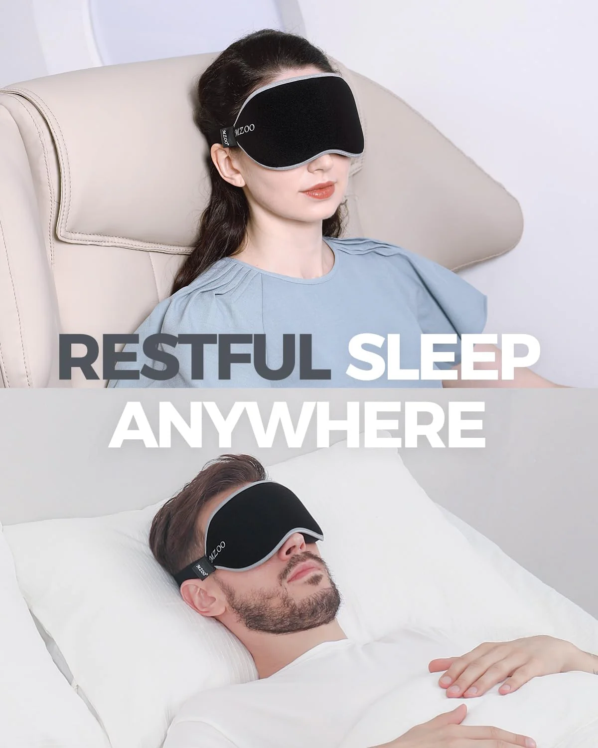 MZOO Luxury Sleep Mask for Back, Side Sleeper, Complete Light Blocking Sleeping Eye Mask Night Blindfold, 3D Zero Pressure & Spacious for Lash Extensions, Breathable Soft Eye Cover Flight Nap Travel - Image 2